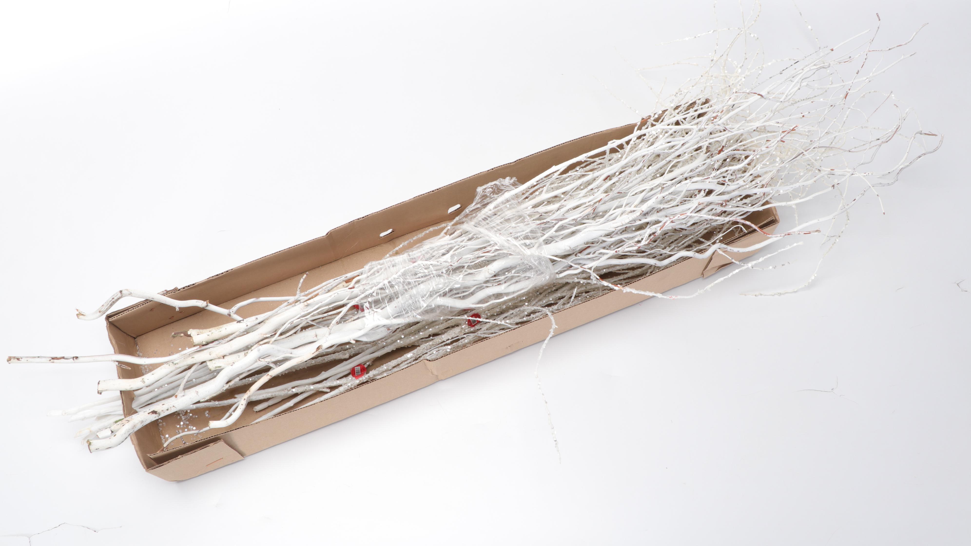 Paint and Glitter-Decorated Branches with Table Wreaths and More Christmas Décor