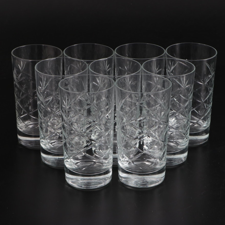 Clear Cut Glass Tumblers, Mid to Late 20th Century