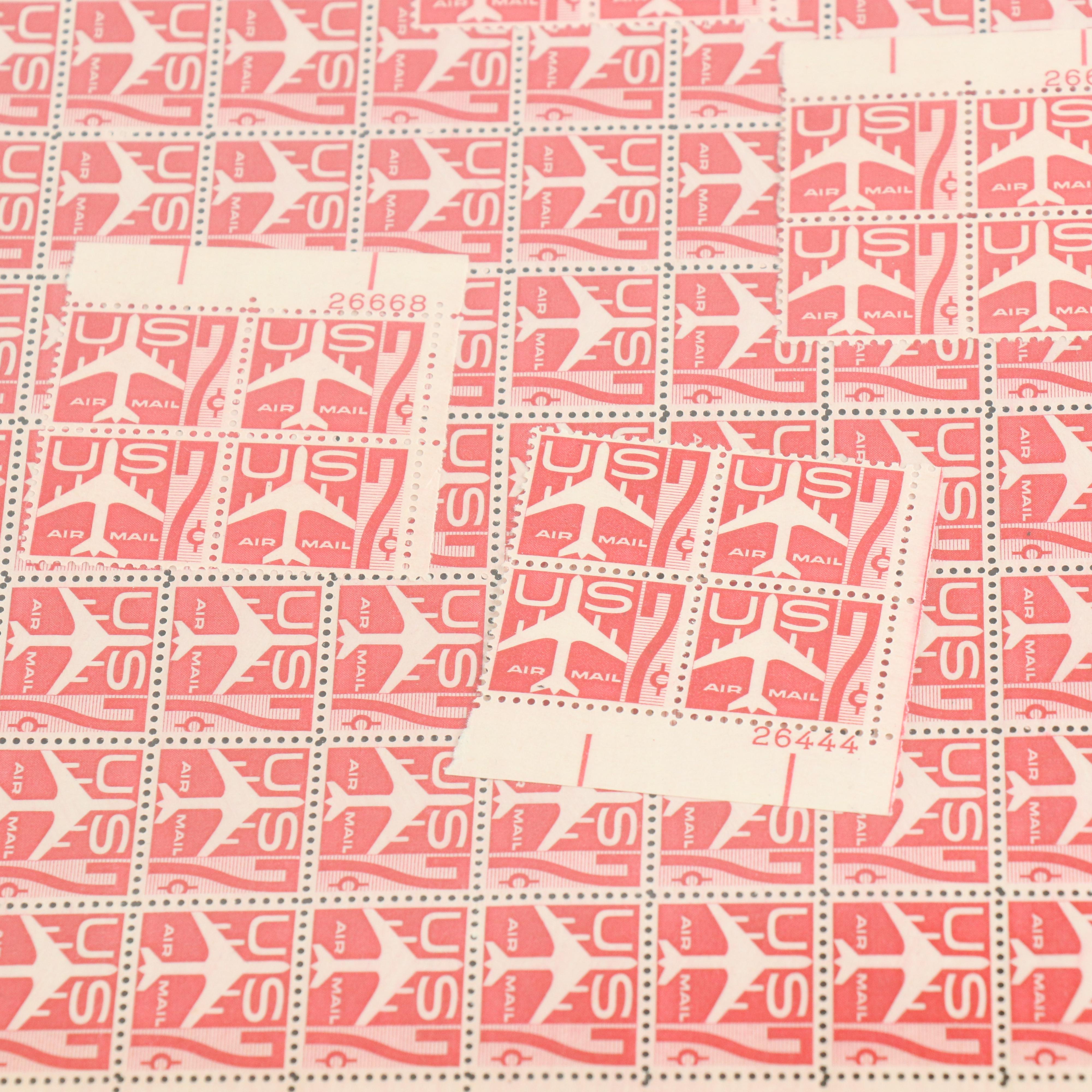 Sixty-Eight Vintage U.S. Postage Stamp Sheets