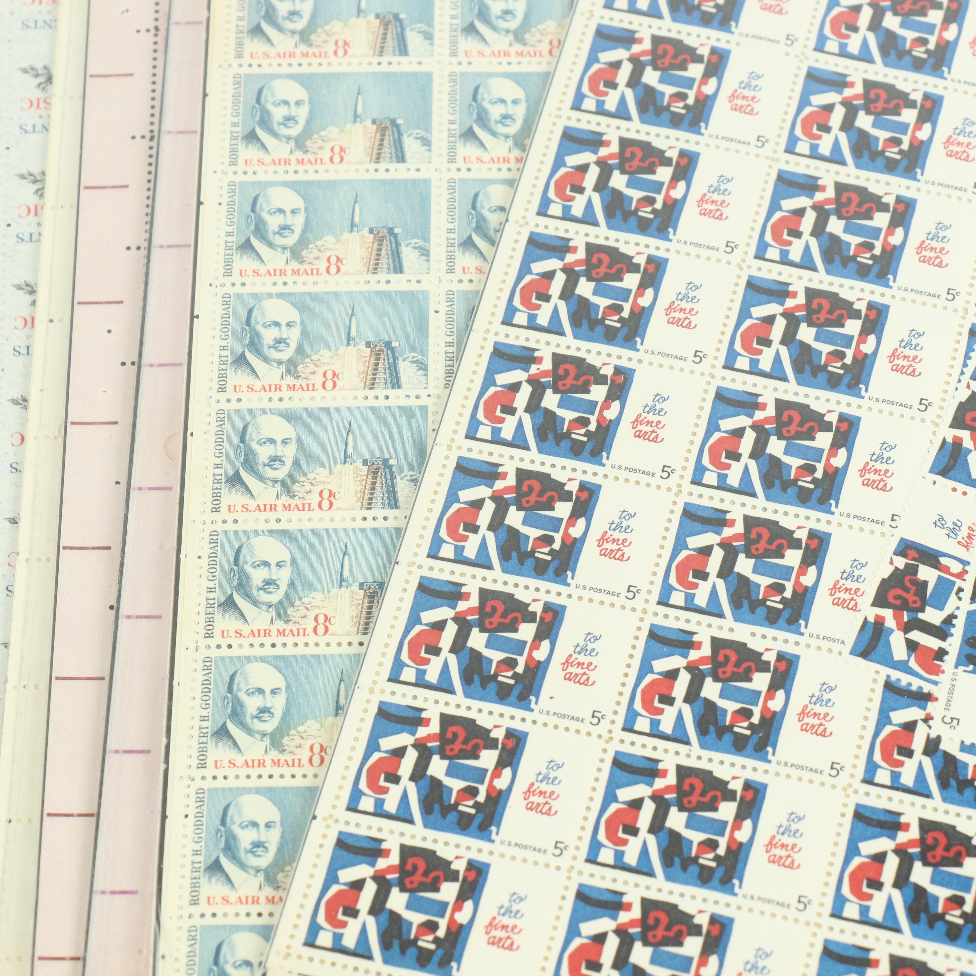 Fifty-Five Vintage U.S. Postage Stamp Sheets