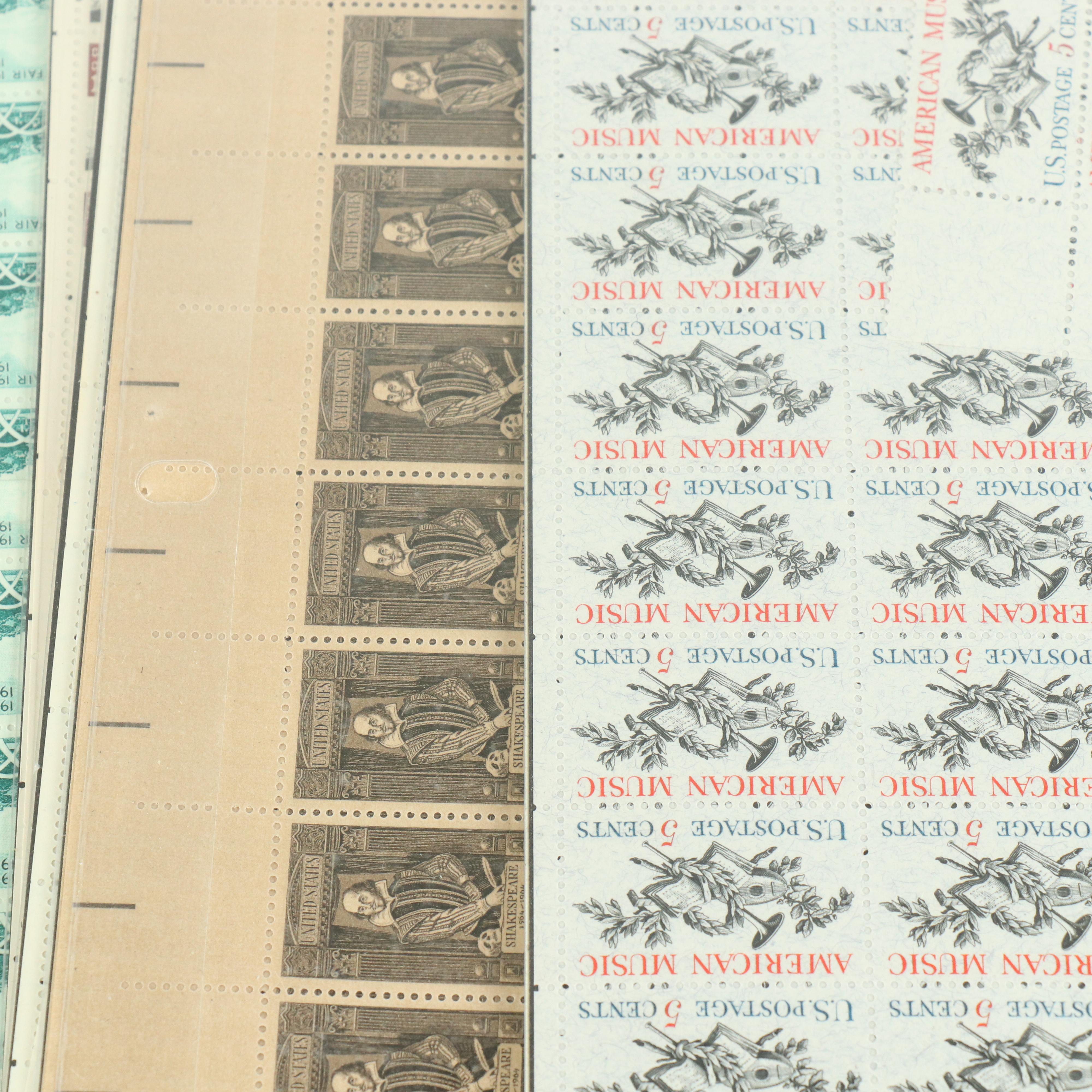 Fifty-Five Vintage U.S. Postage Stamp Sheets