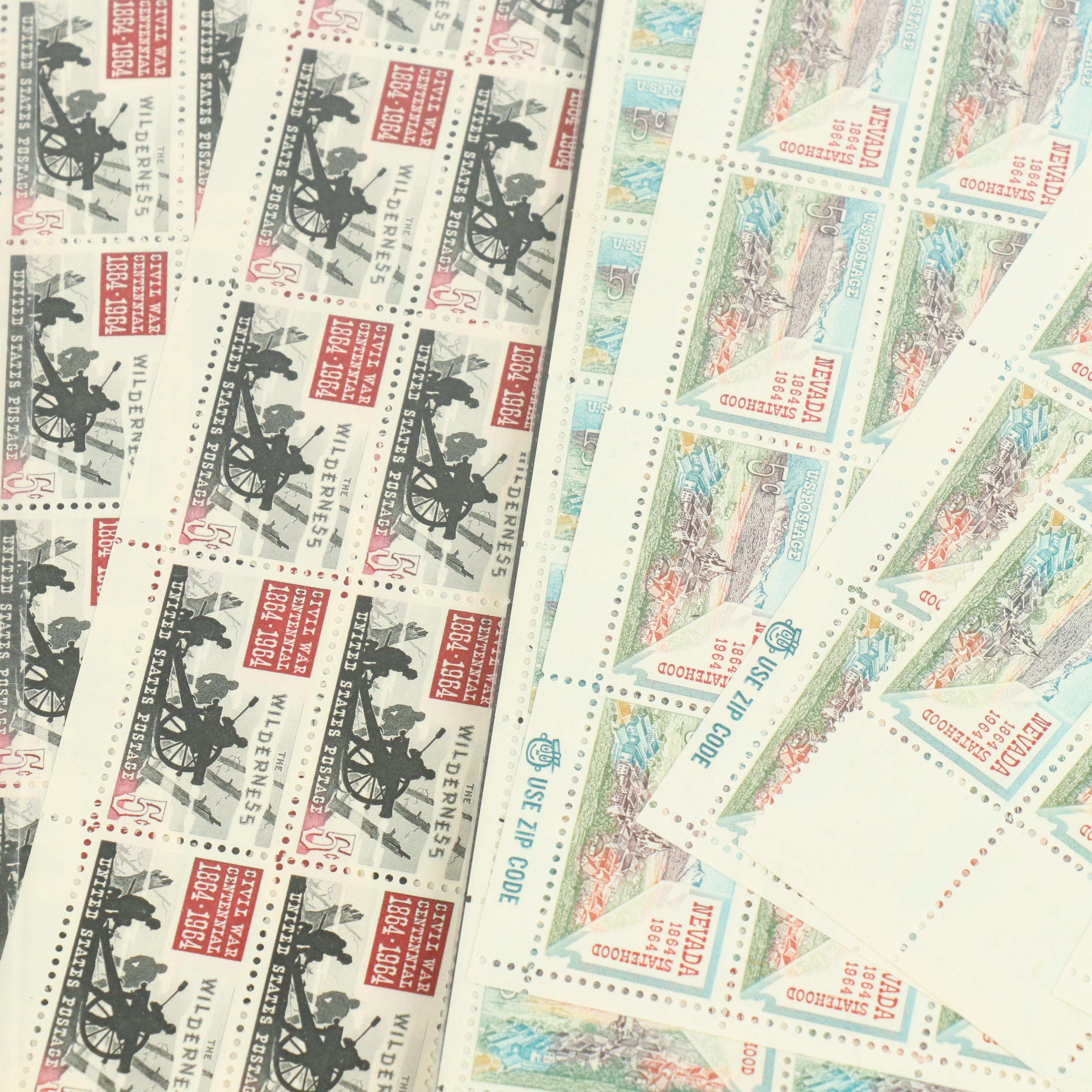 Fifty-Five Vintage U.S. Postage Stamp Sheets