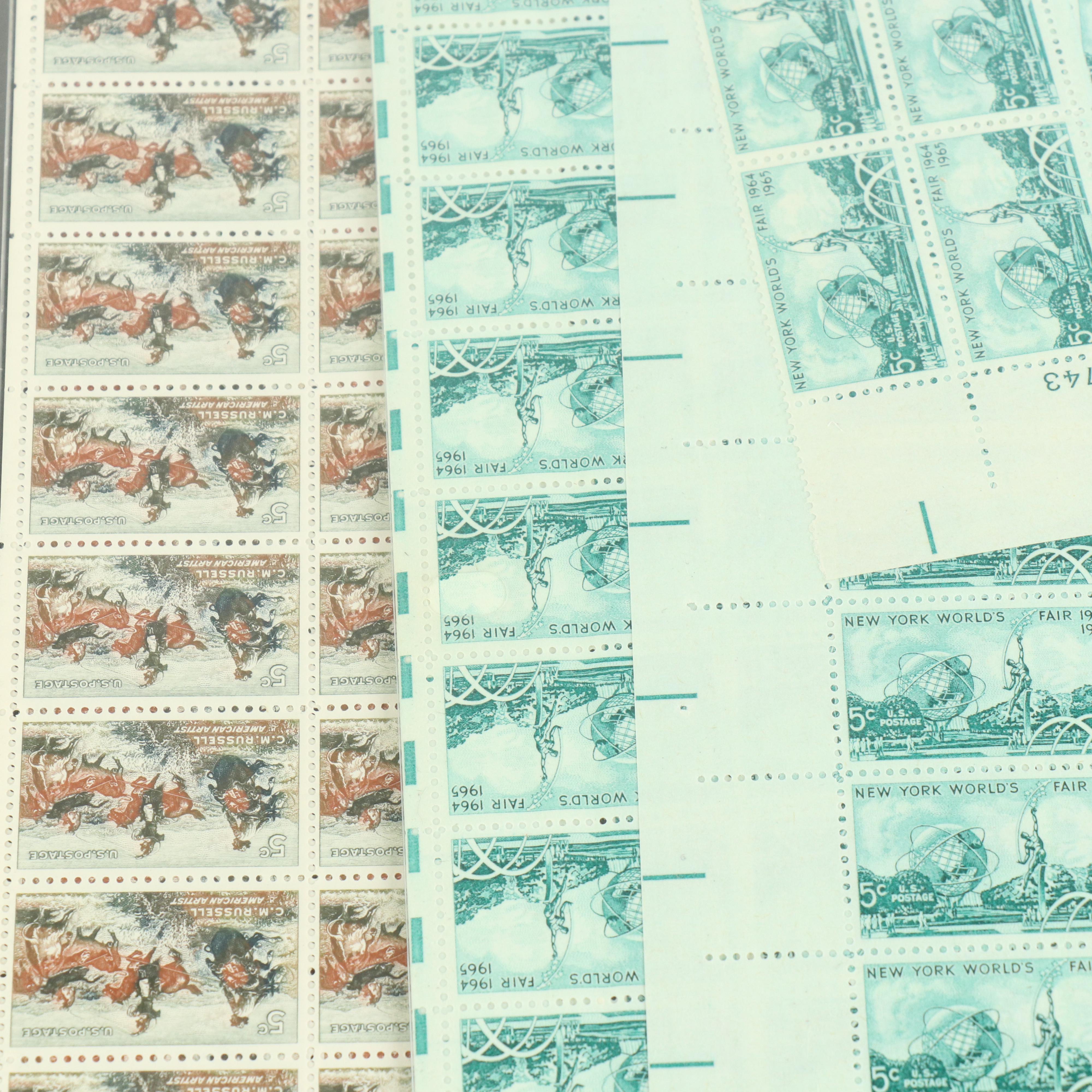 Fifty-Five Vintage U.S. Postage Stamp Sheets