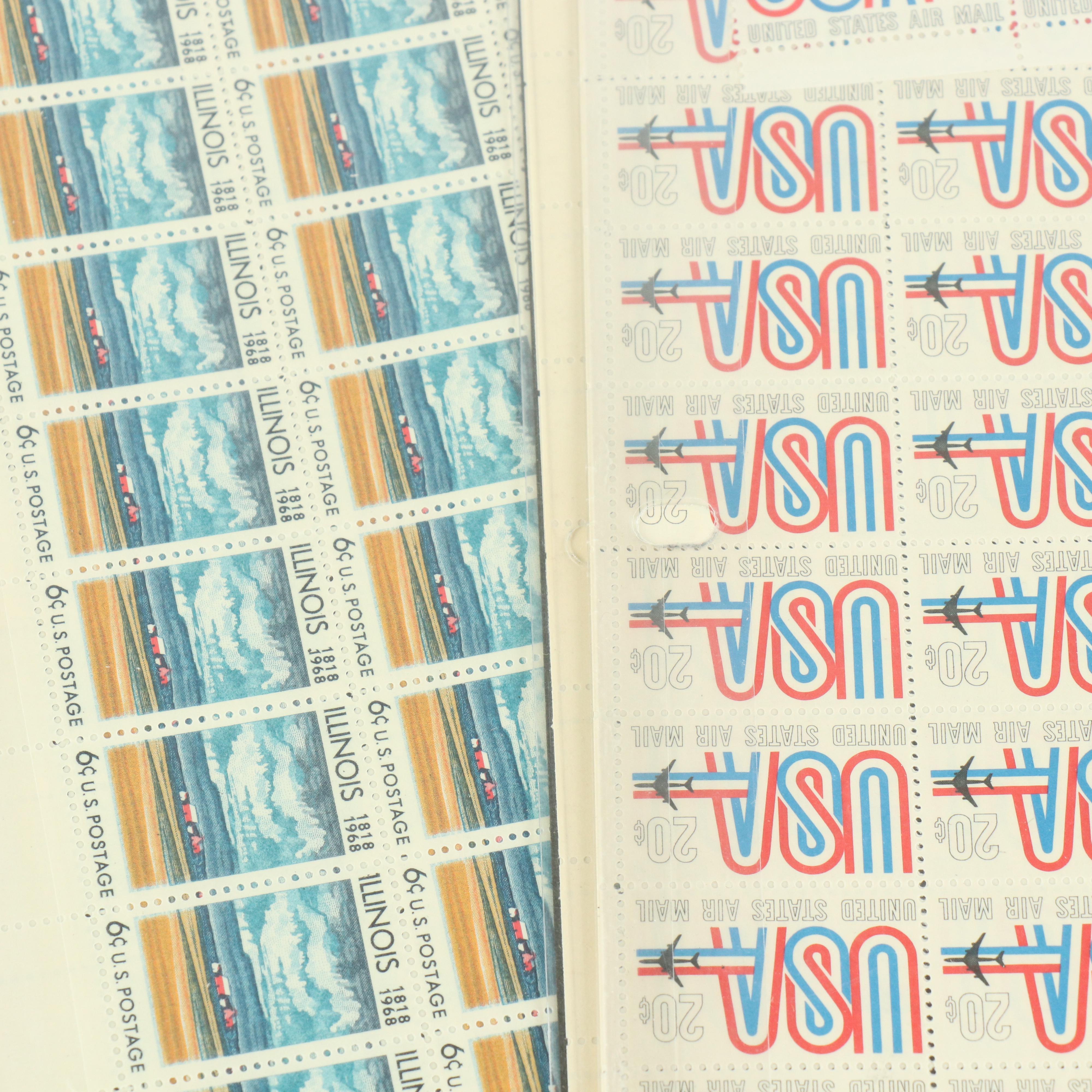 Fifty-Five Vintage U.S. Postage Stamp Sheets