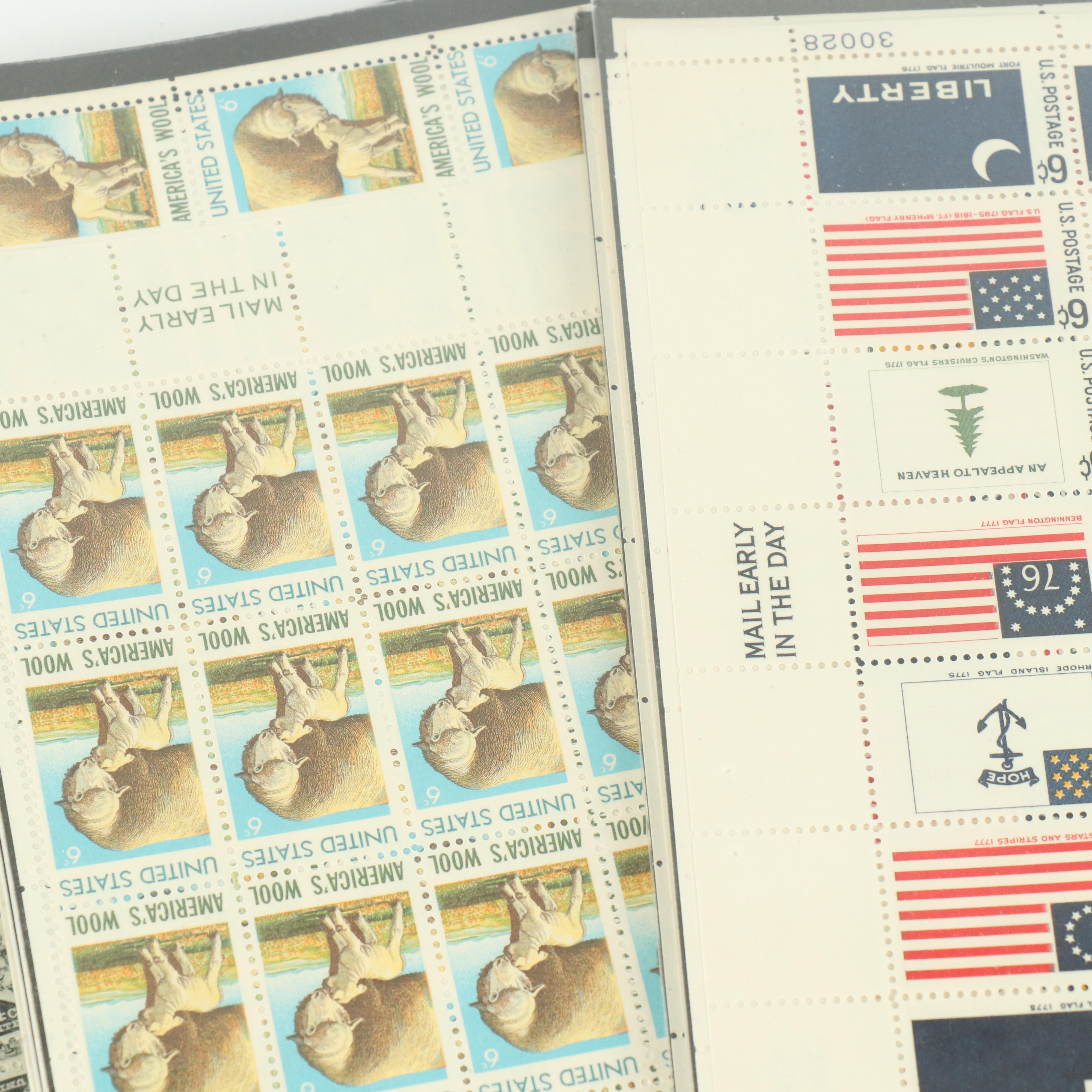 Fifty-Five Vintage U.S. Postage Stamp Sheets
