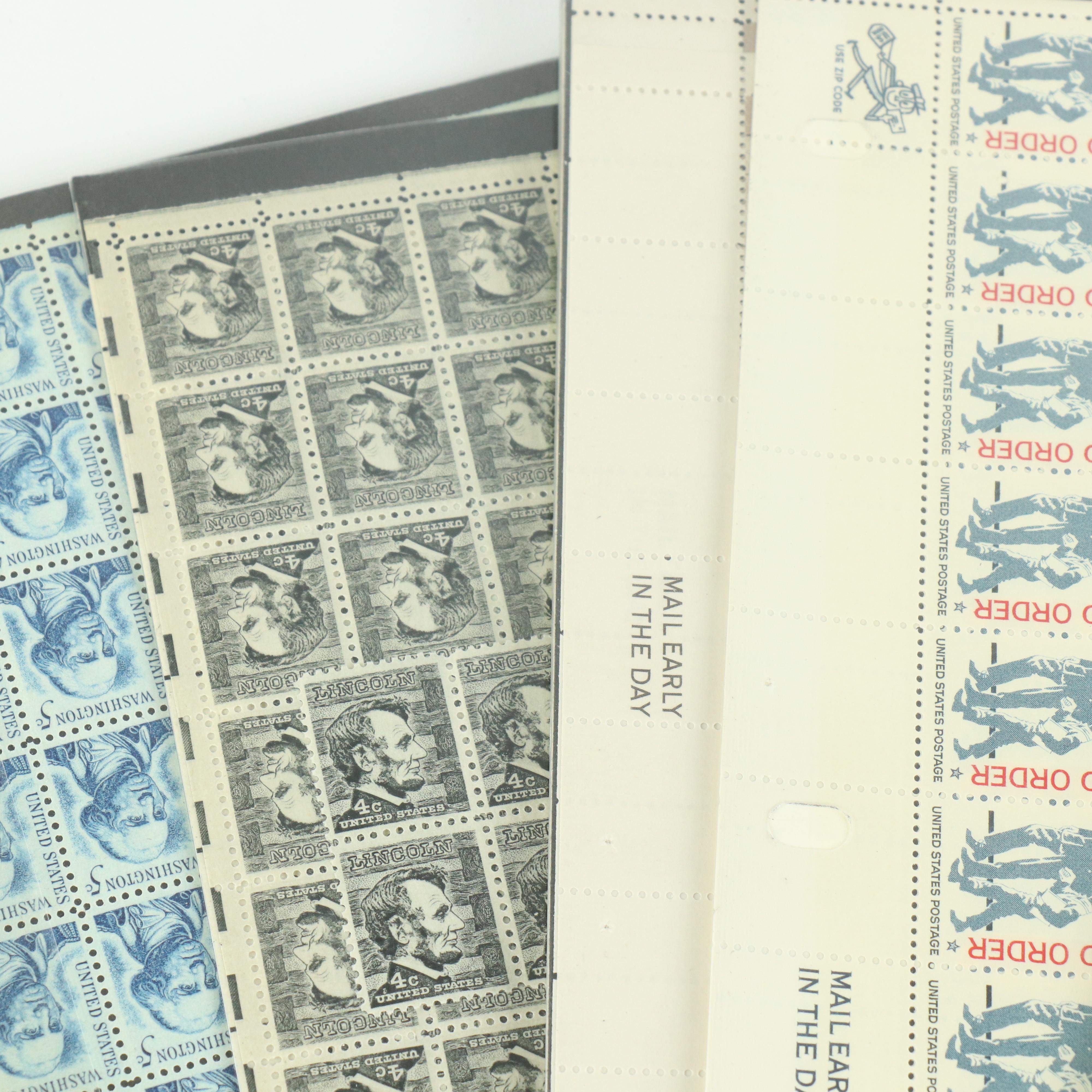 Fifty-Five Vintage U.S. Postage Stamp Sheets