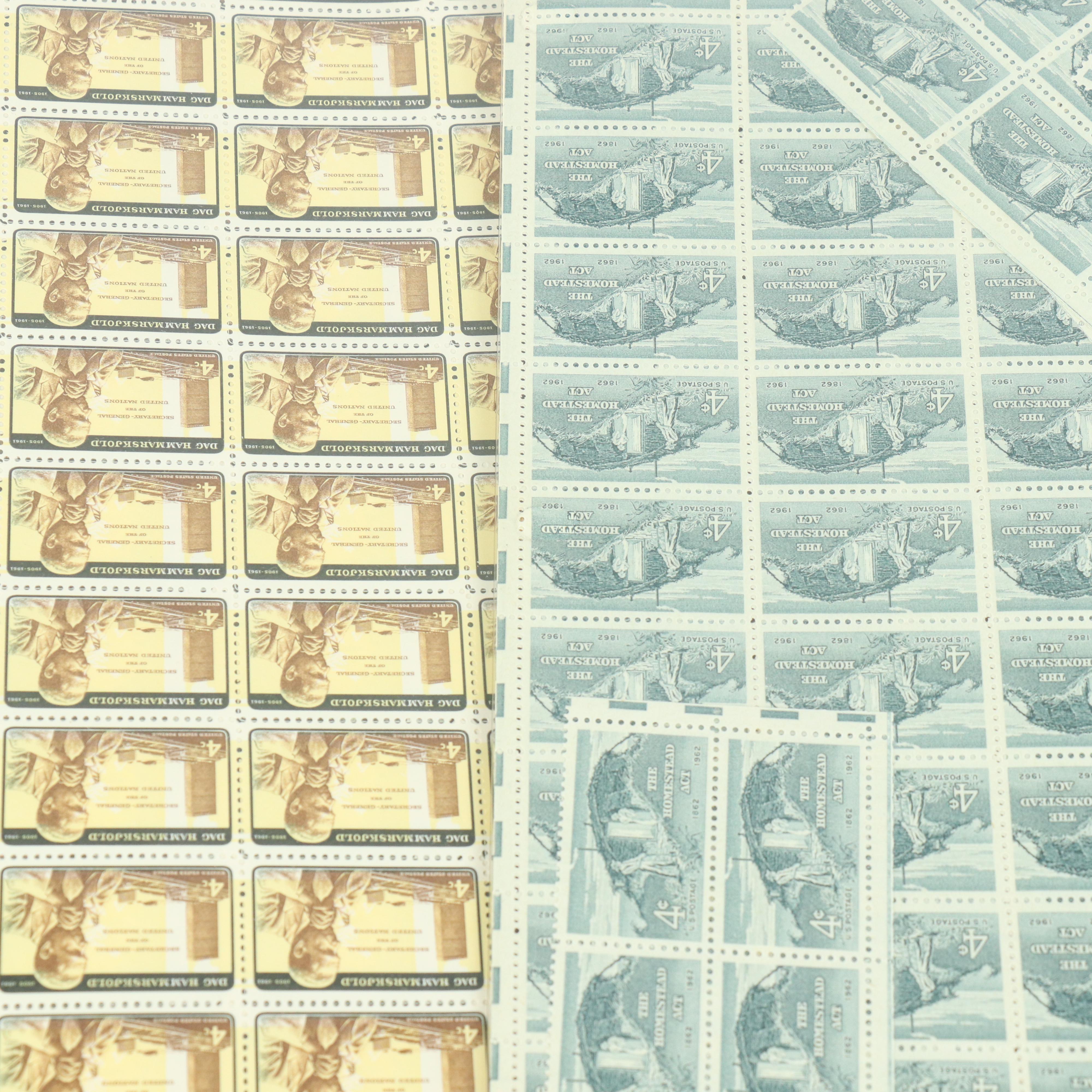 Fifty-Seven Vintage U.S. Postage Stamp Sheets