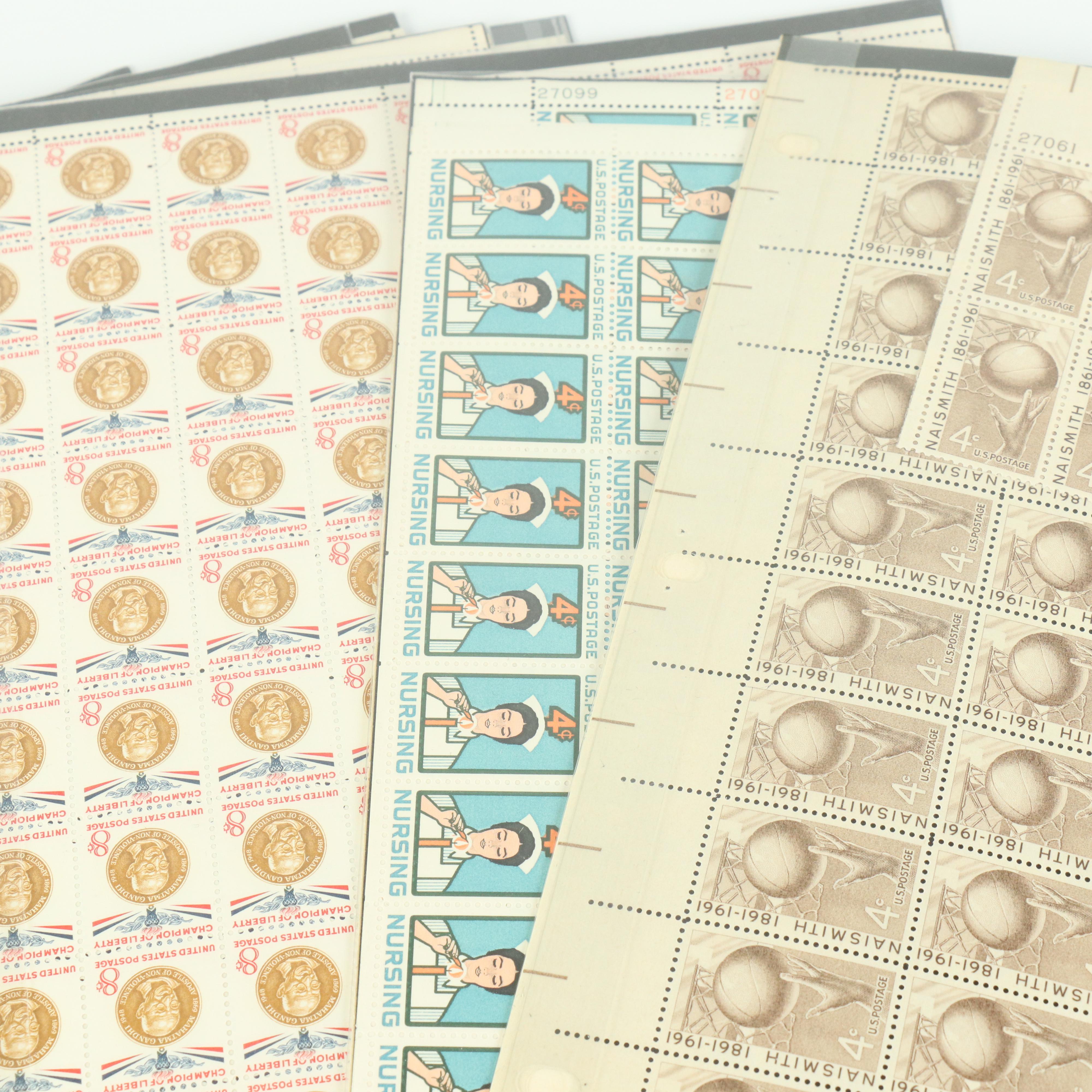 Fifty-Seven Vintage U.S. Postage Stamp Sheets