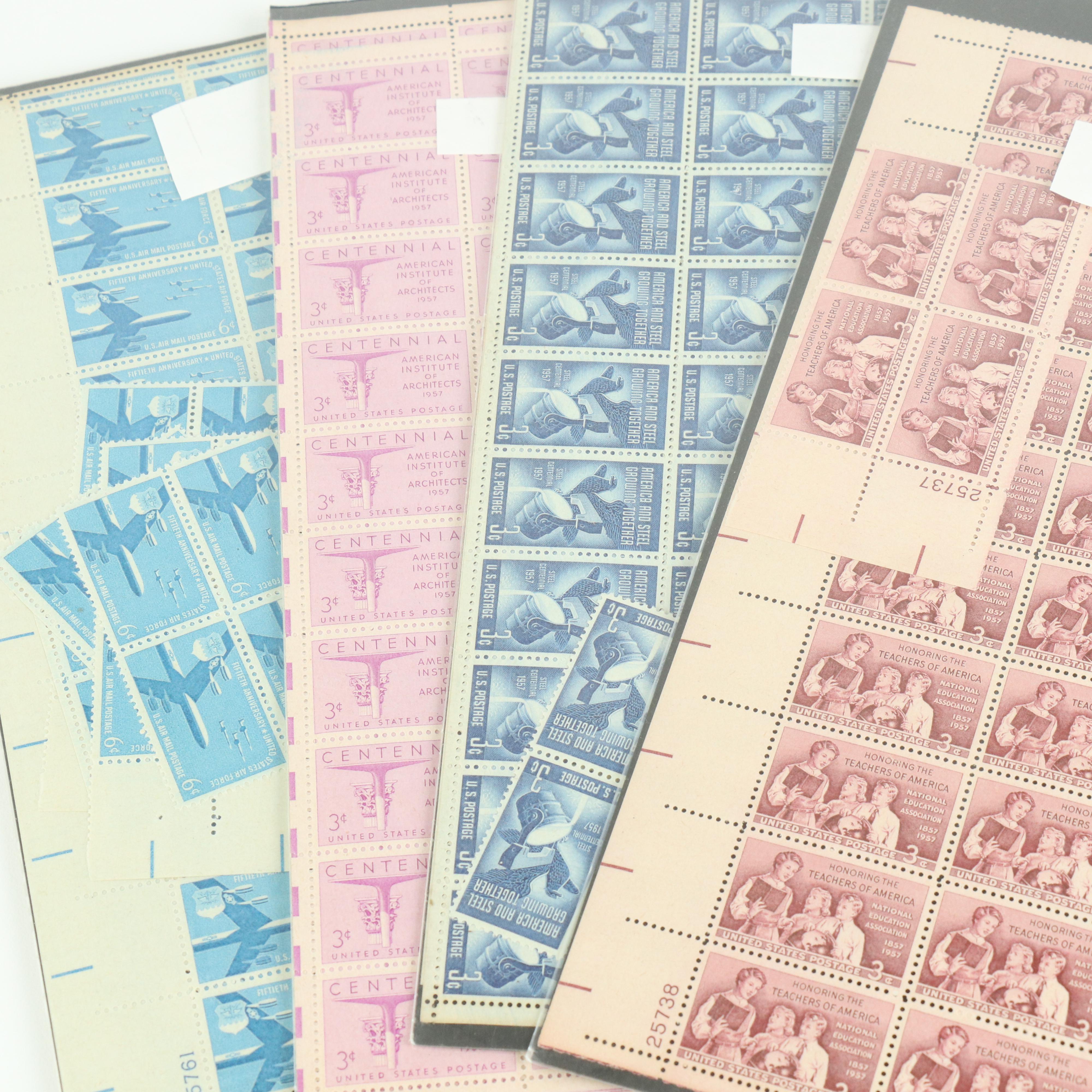 Fifty-Six Vintage U.S. Postage Stamp Sheets