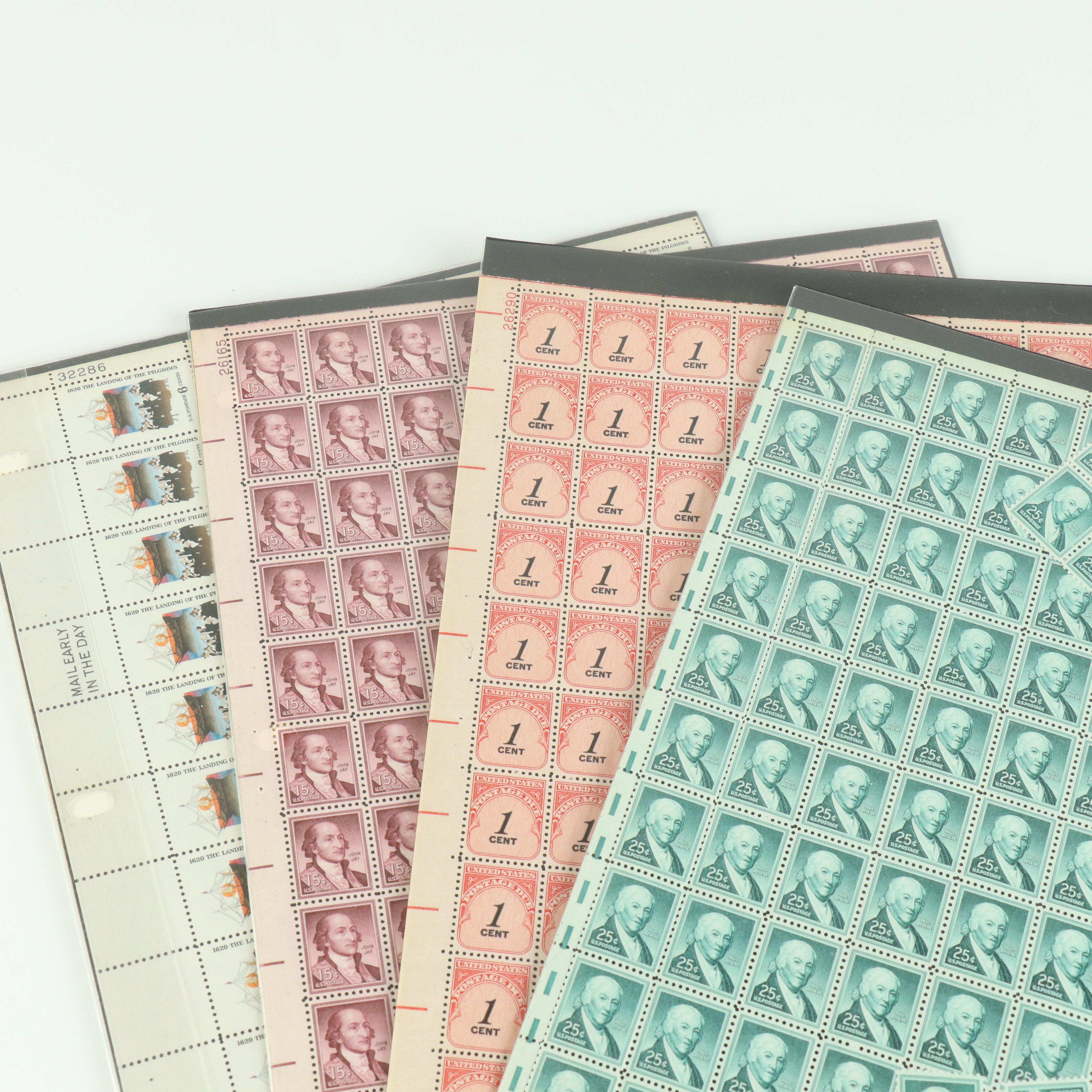 Fifty-Six Vintage U.S. Postage Stamp Sheets