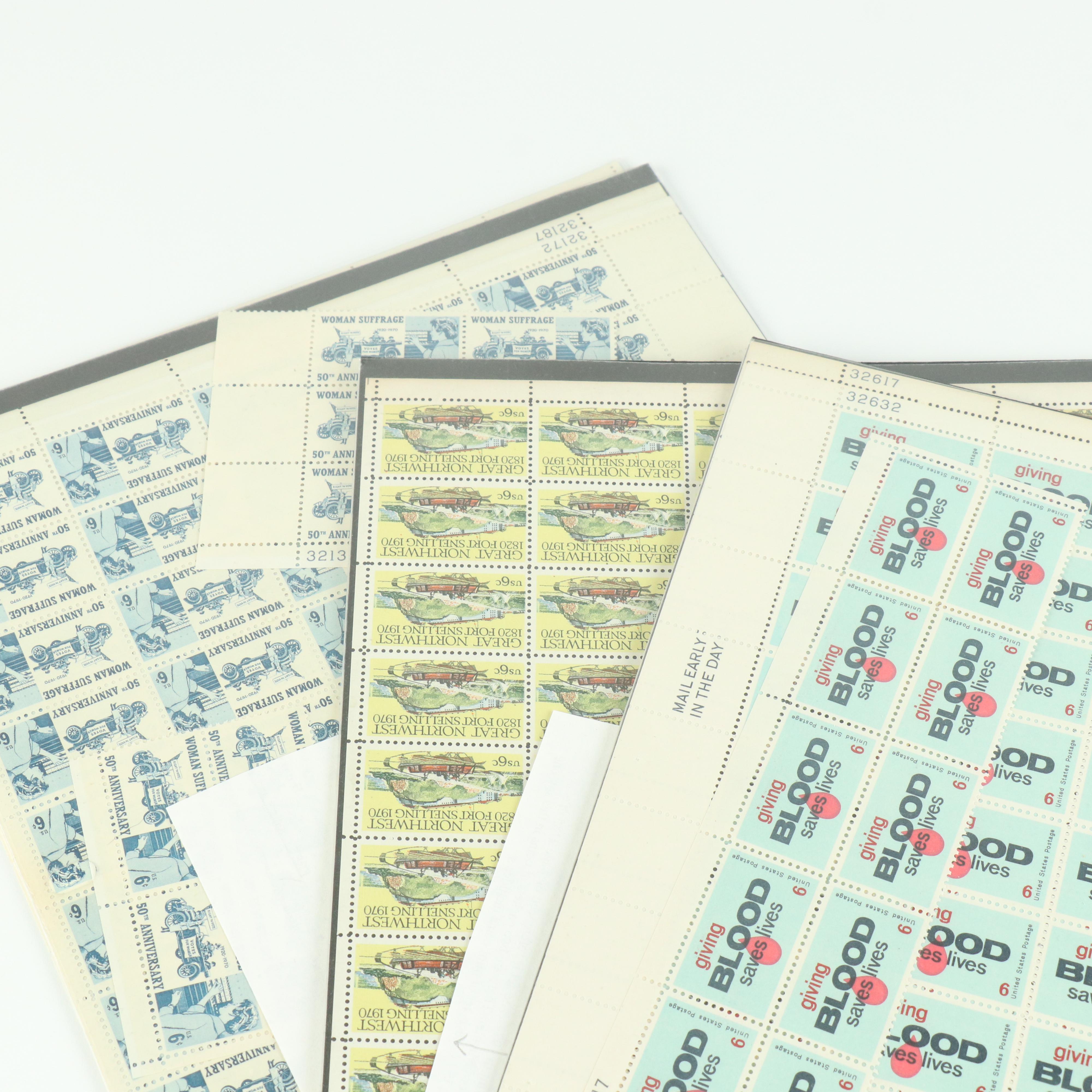 Fifty-Six Vintage U.S. Postage Stamp Sheets
