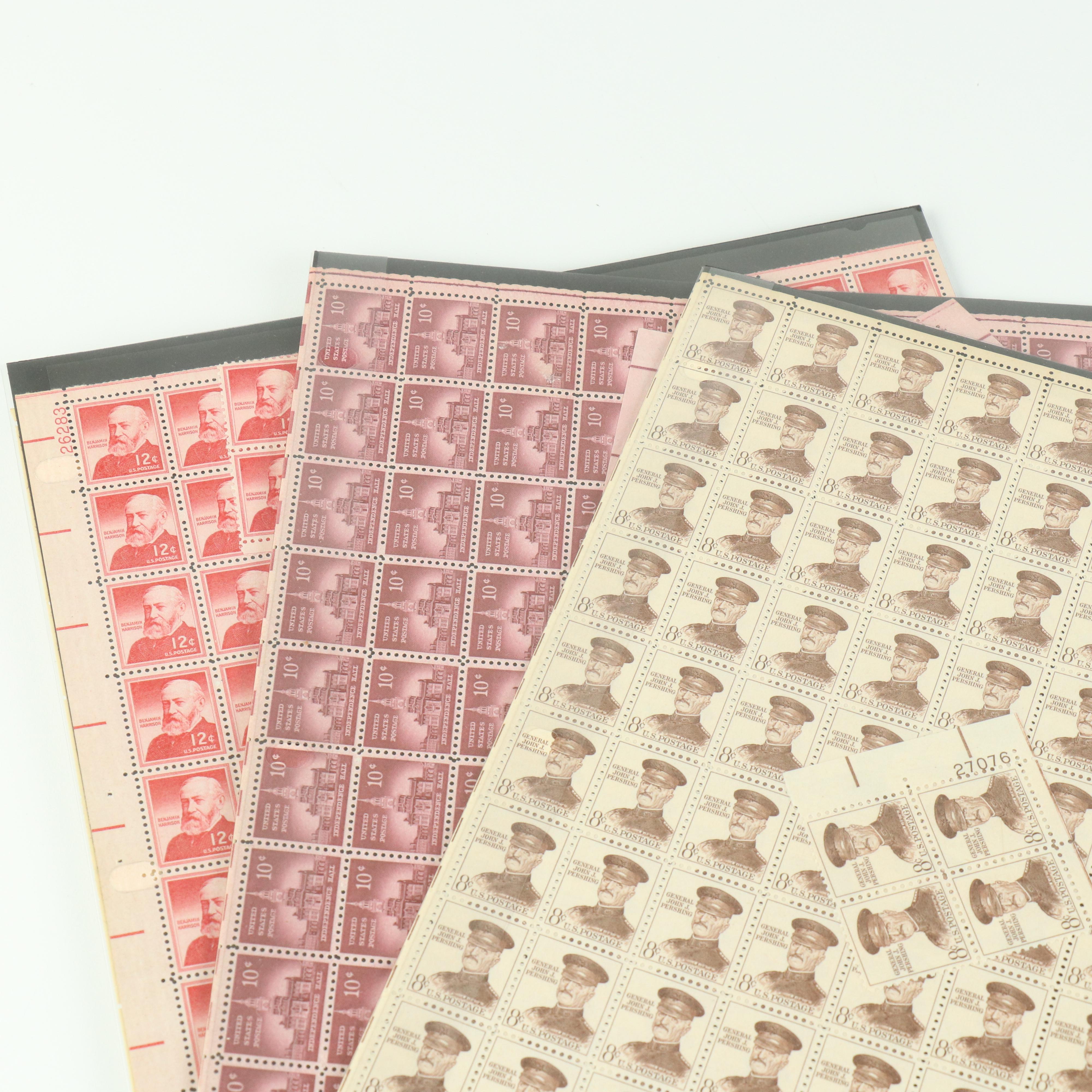 Fifty-Six Vintage U.S. Postage Stamp Sheets