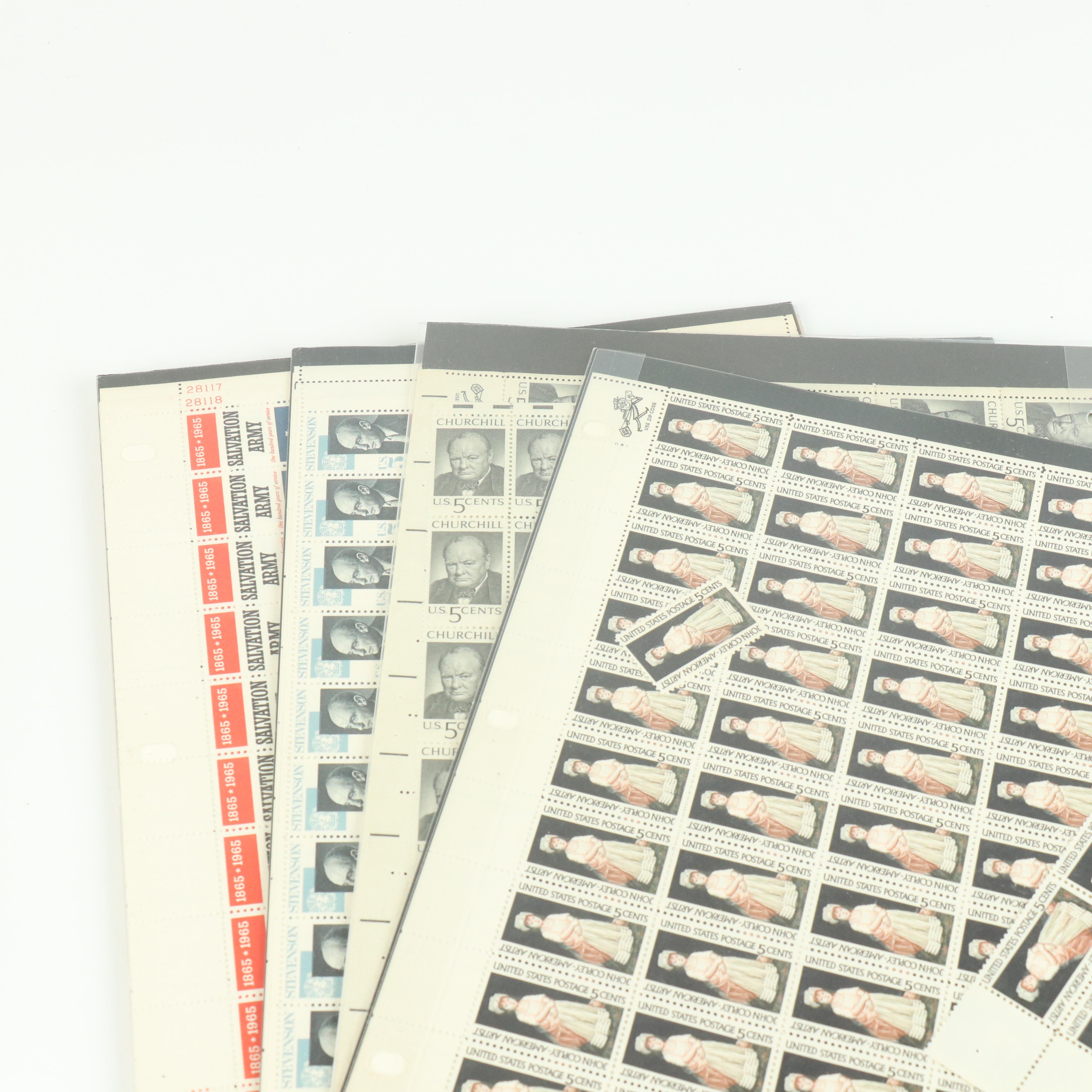 Thirty Vintage U.S. Postage Stamp Sheets