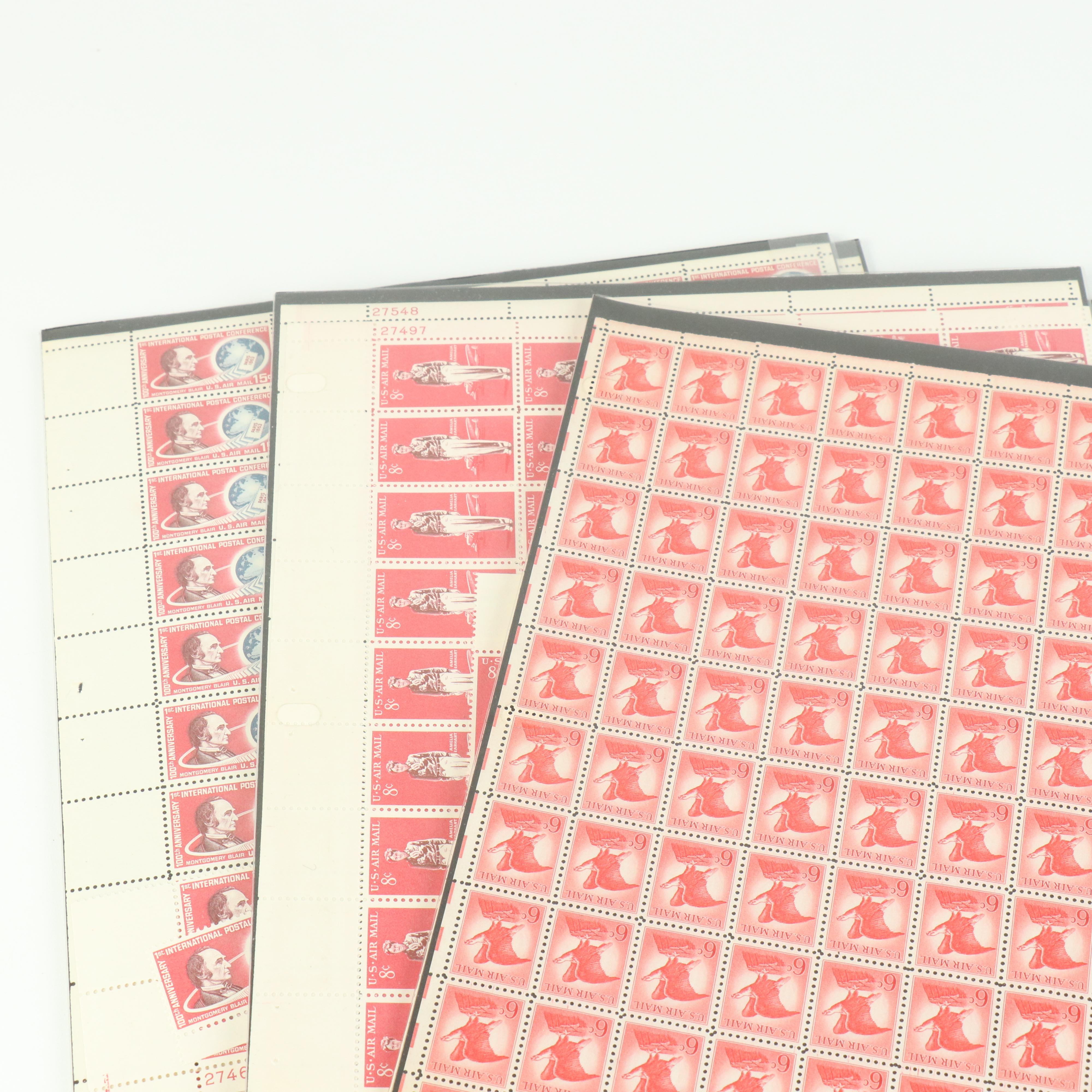 Thirty Vintage U.S. Postage Stamp Sheets