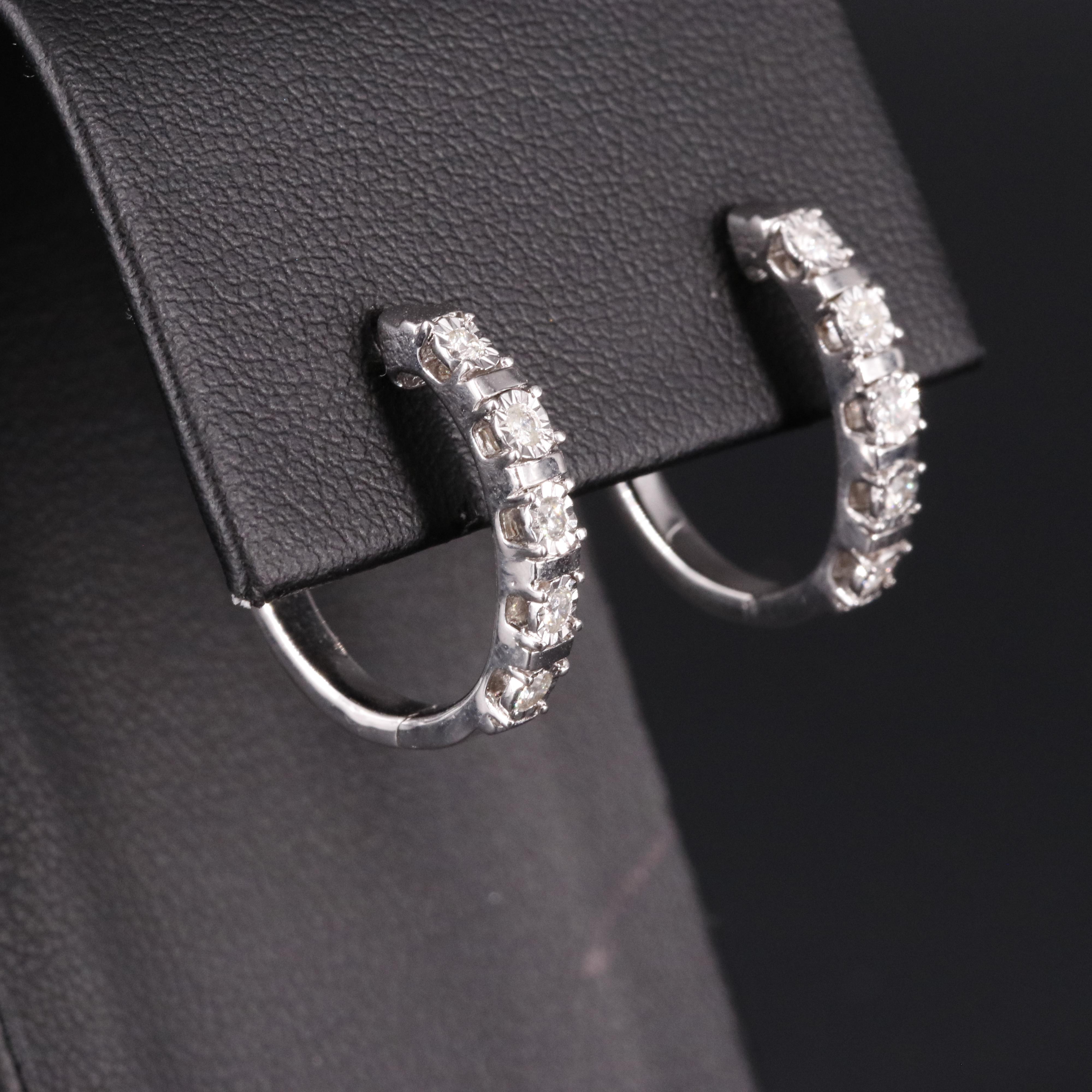 Sterling 0.26 CTW Diamond Hoop Earrings