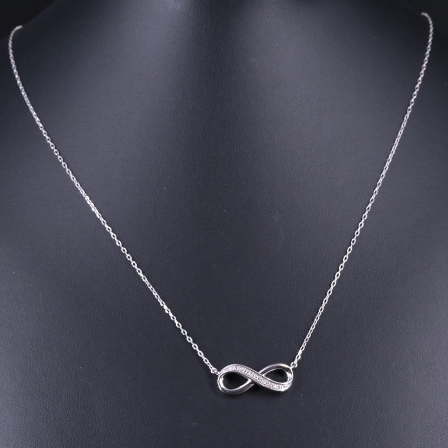 Sterling Silver 0.21 CTW Diamond Infinity Pendant Necklace