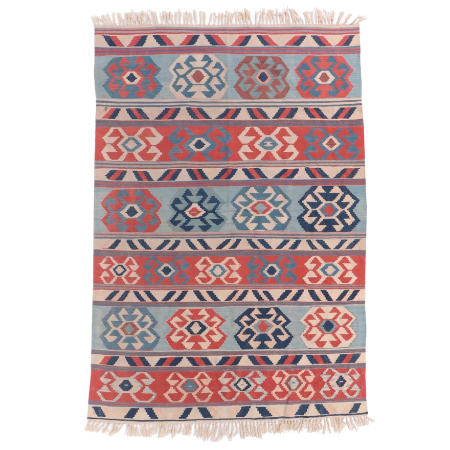 6'7 x 10' Handwoven Caucasian Kilim Area Rug