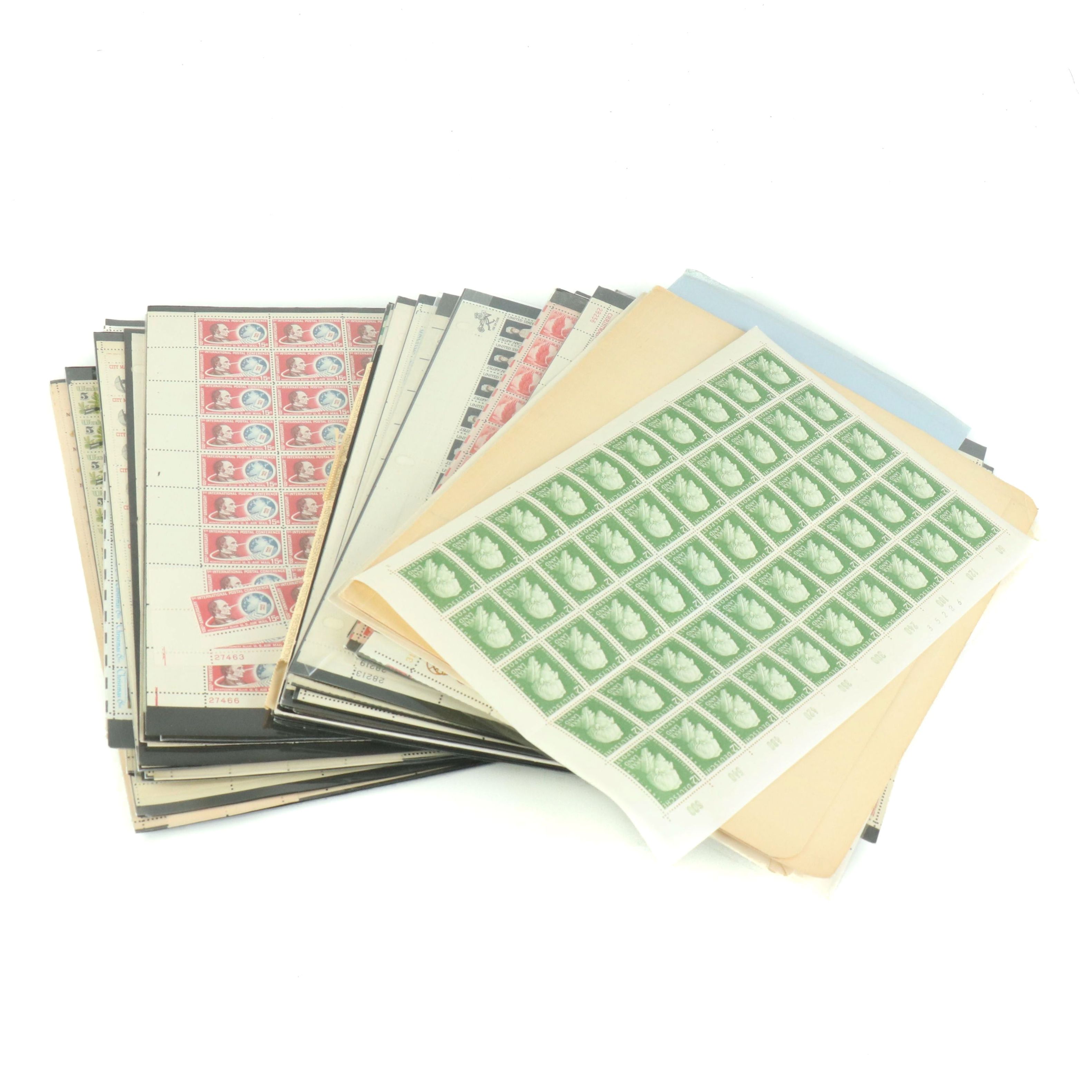 Thirty Vintage U.S. Postage Stamp Sheets