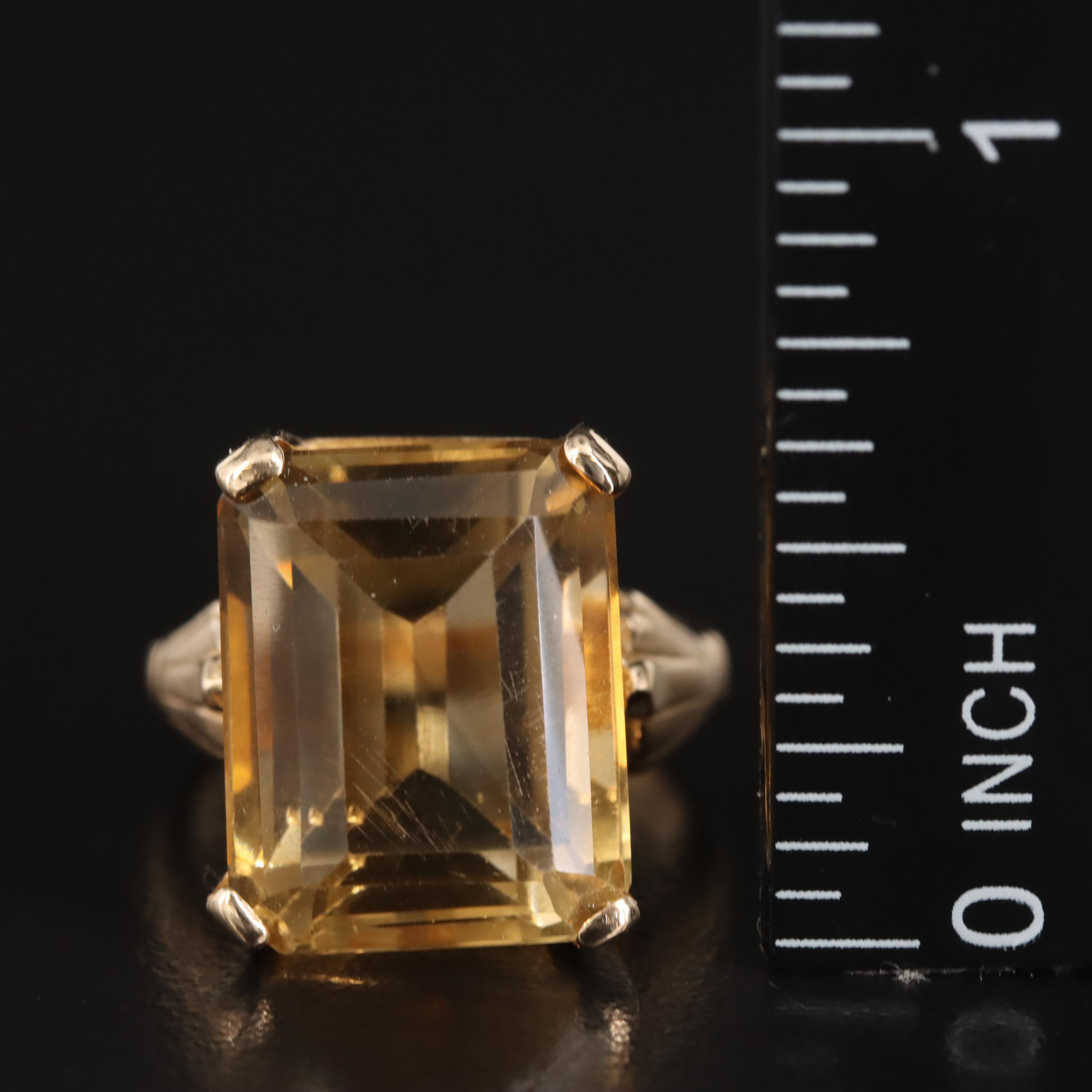 14K 13.94 CT Citrine Rectangle Ring