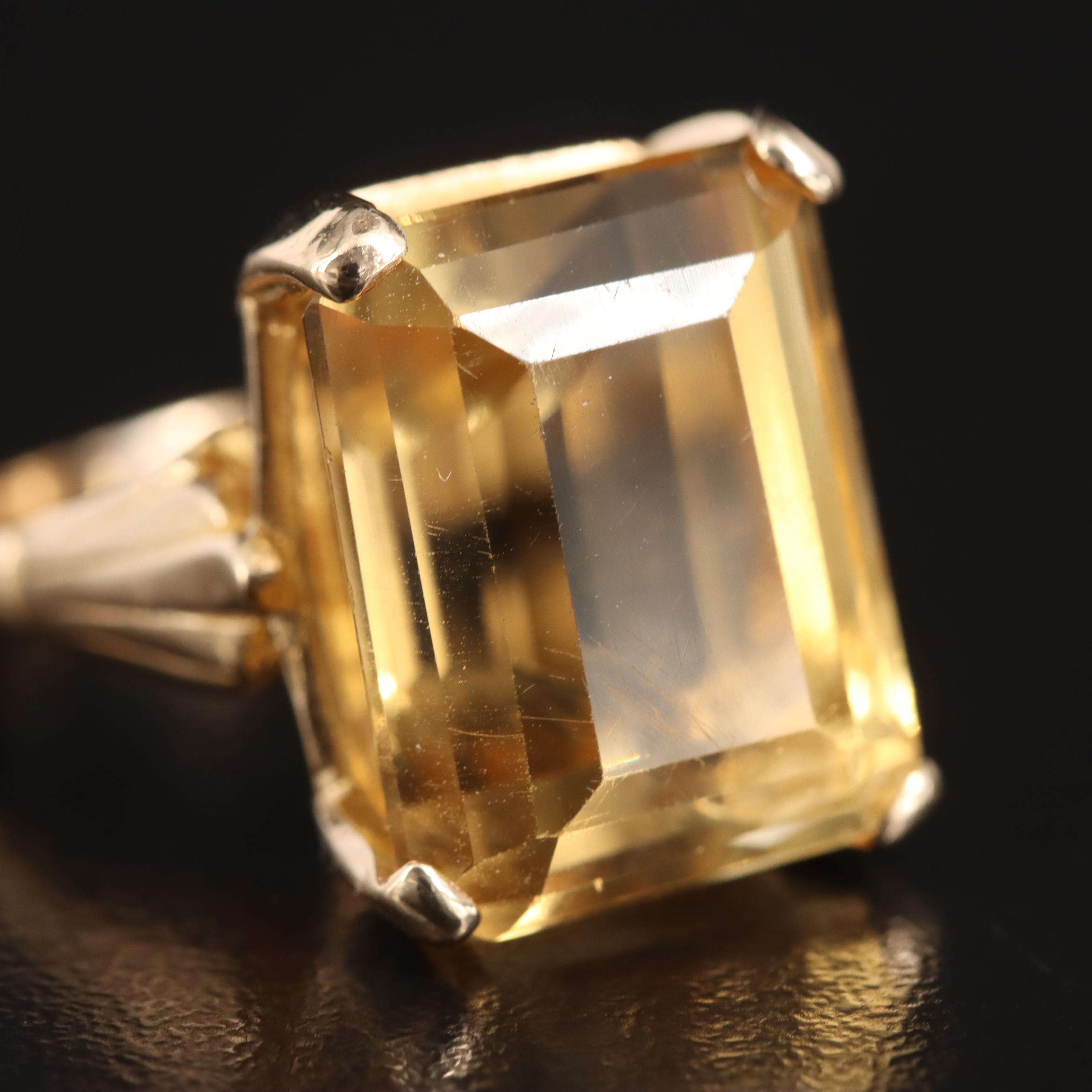 14K 13.94 CT Citrine Rectangle Ring