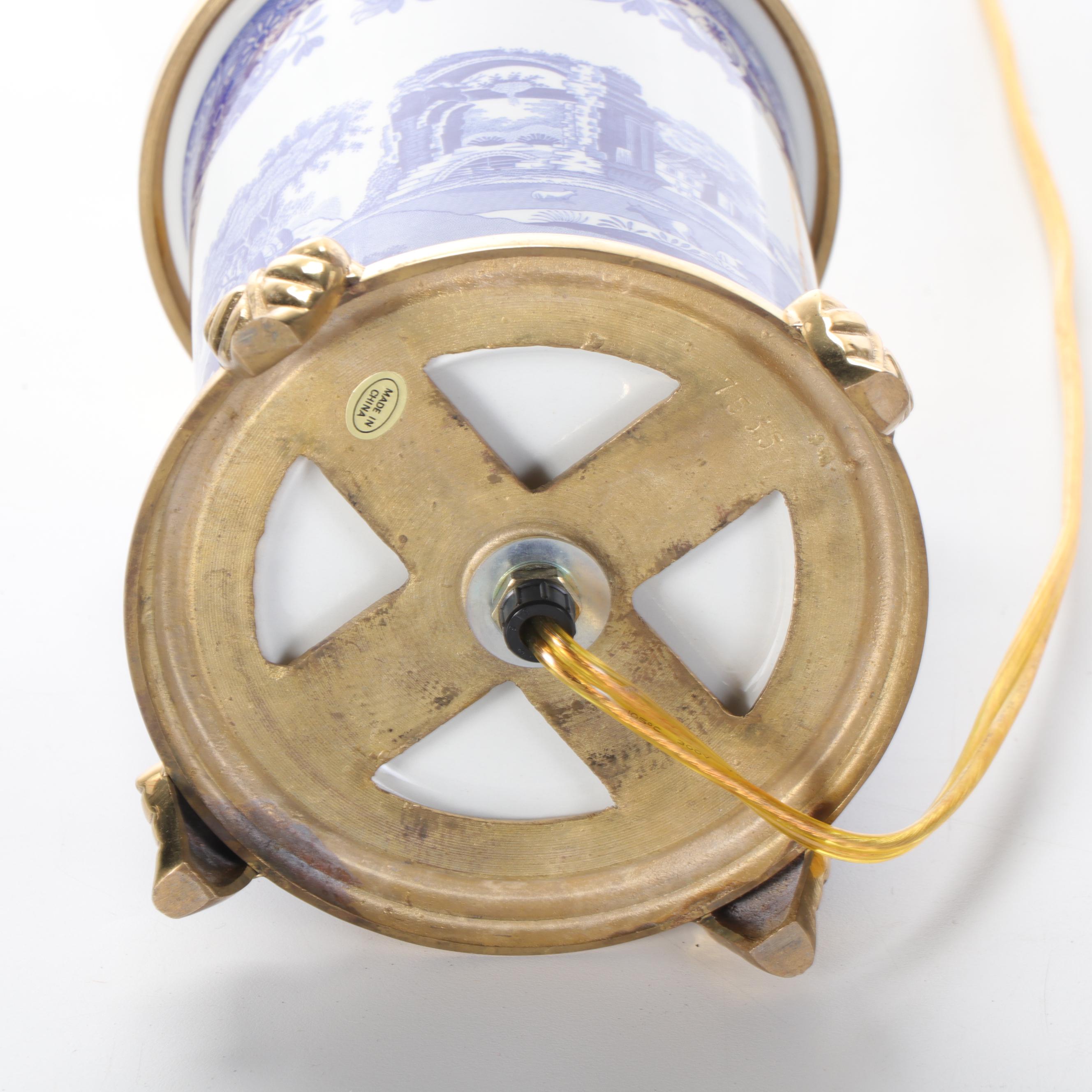 Spode Blue and White Italian China Vase Lamp