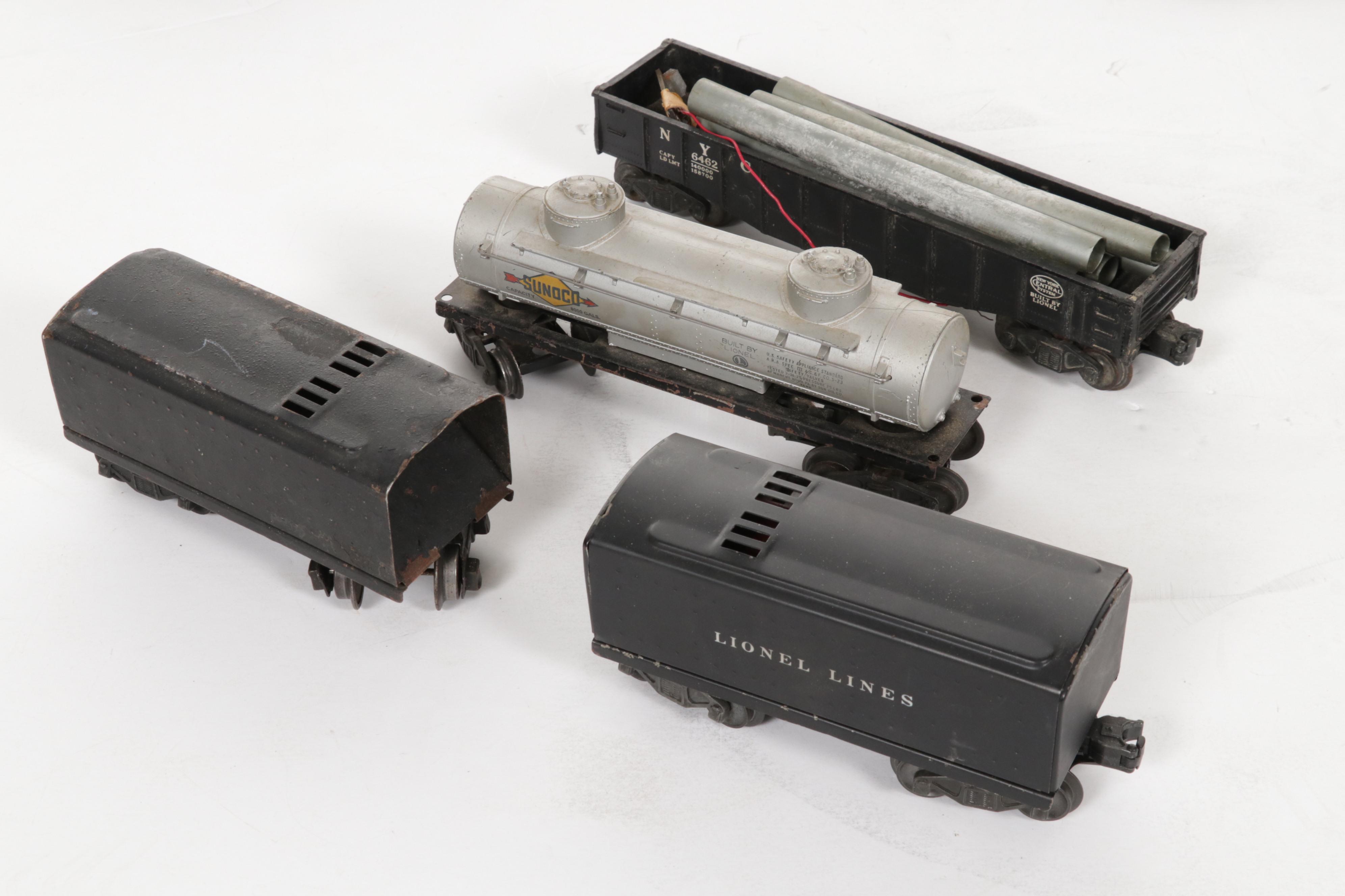 Lionel Post-War O Scale Model Train Cars, Track and Books