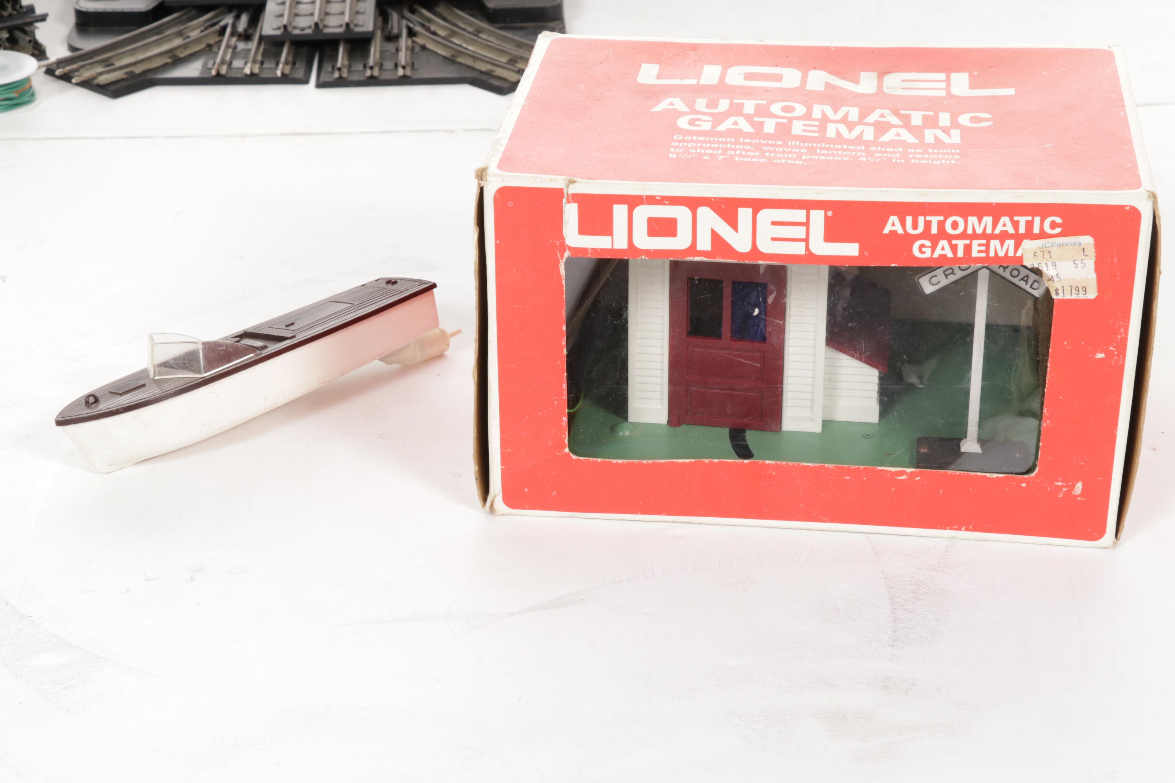 Lionel Post-War O Scale Model Train Cars, Track and Books