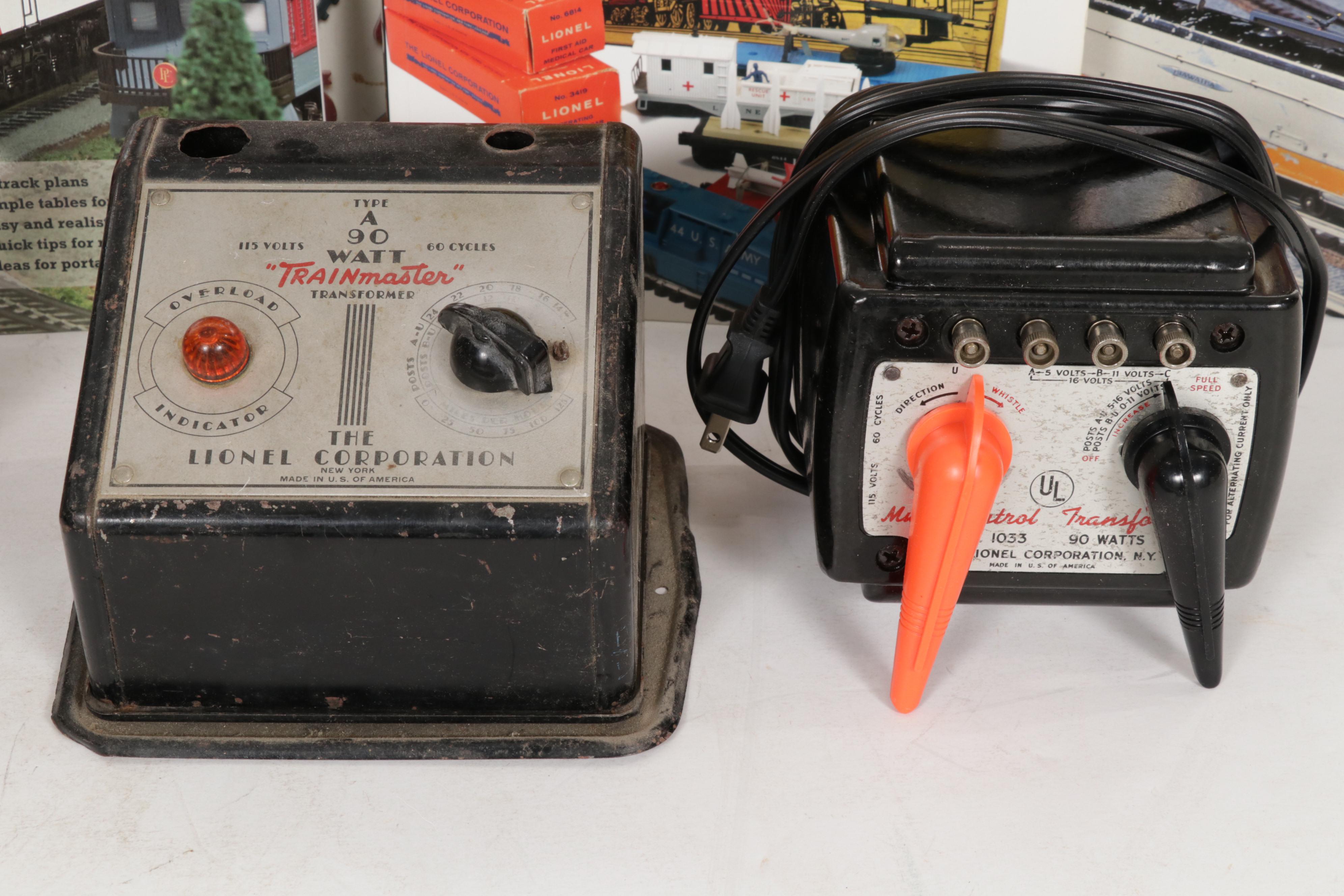 Lionel Post-War O Scale Model Train Cars, Track and Books