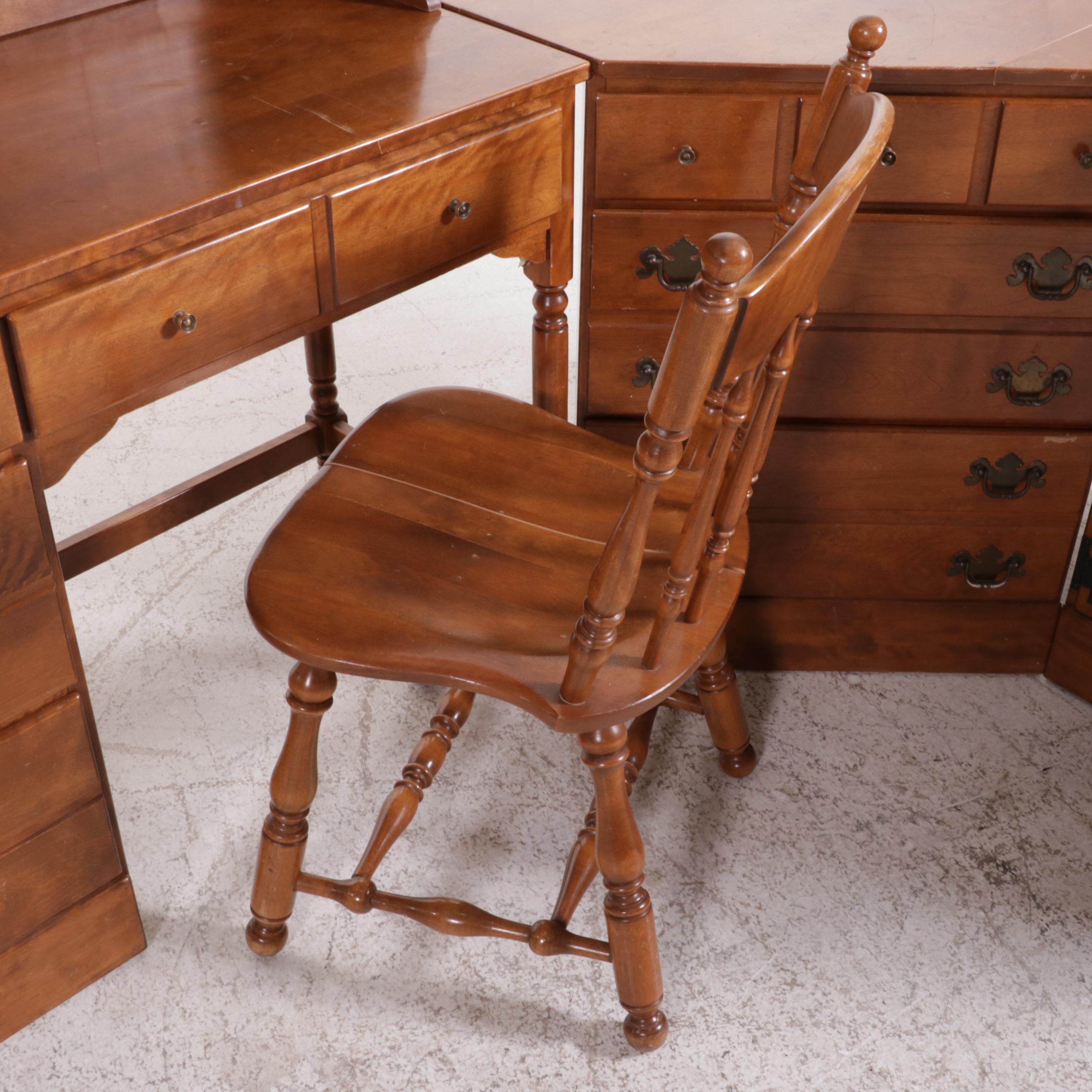 Ethan Allen Maple Desk with Hutch, Chest and Corner Shelf, Late 20th Century