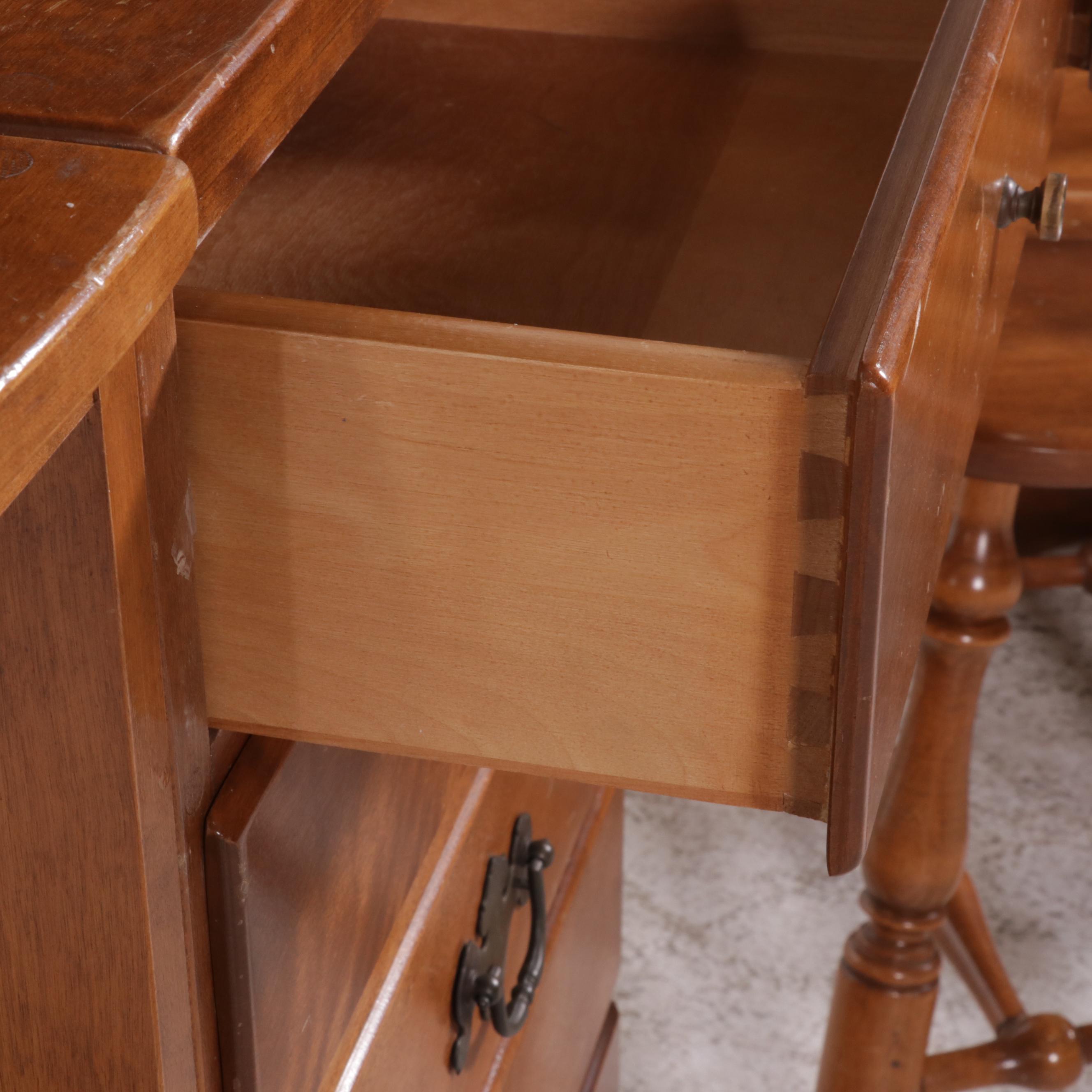 Ethan Allen Maple Desk with Hutch, Chest and Corner Shelf, Late 20th Century