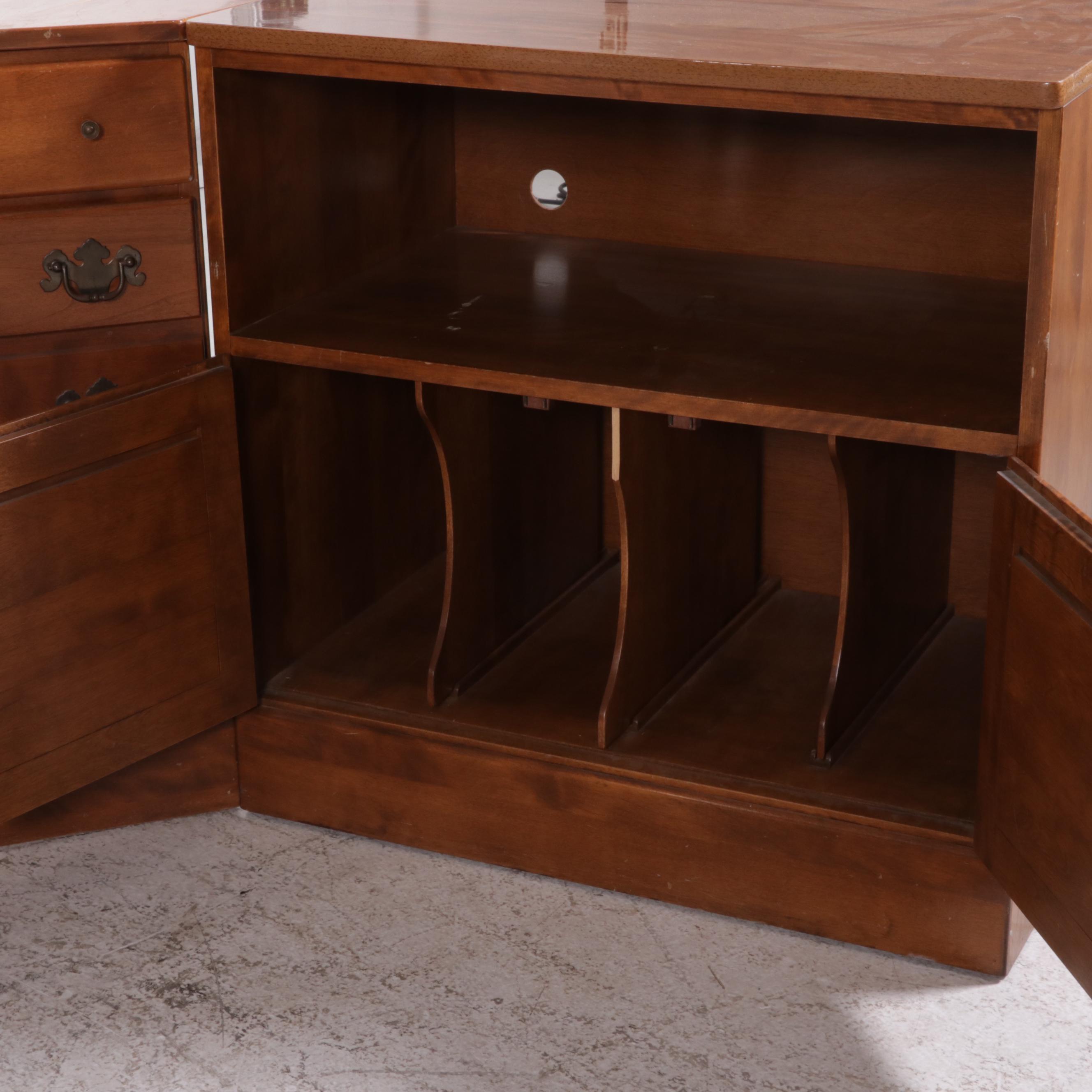 Ethan Allen Maple Desk with Hutch, Chest and Corner Shelf, Late 20th Century