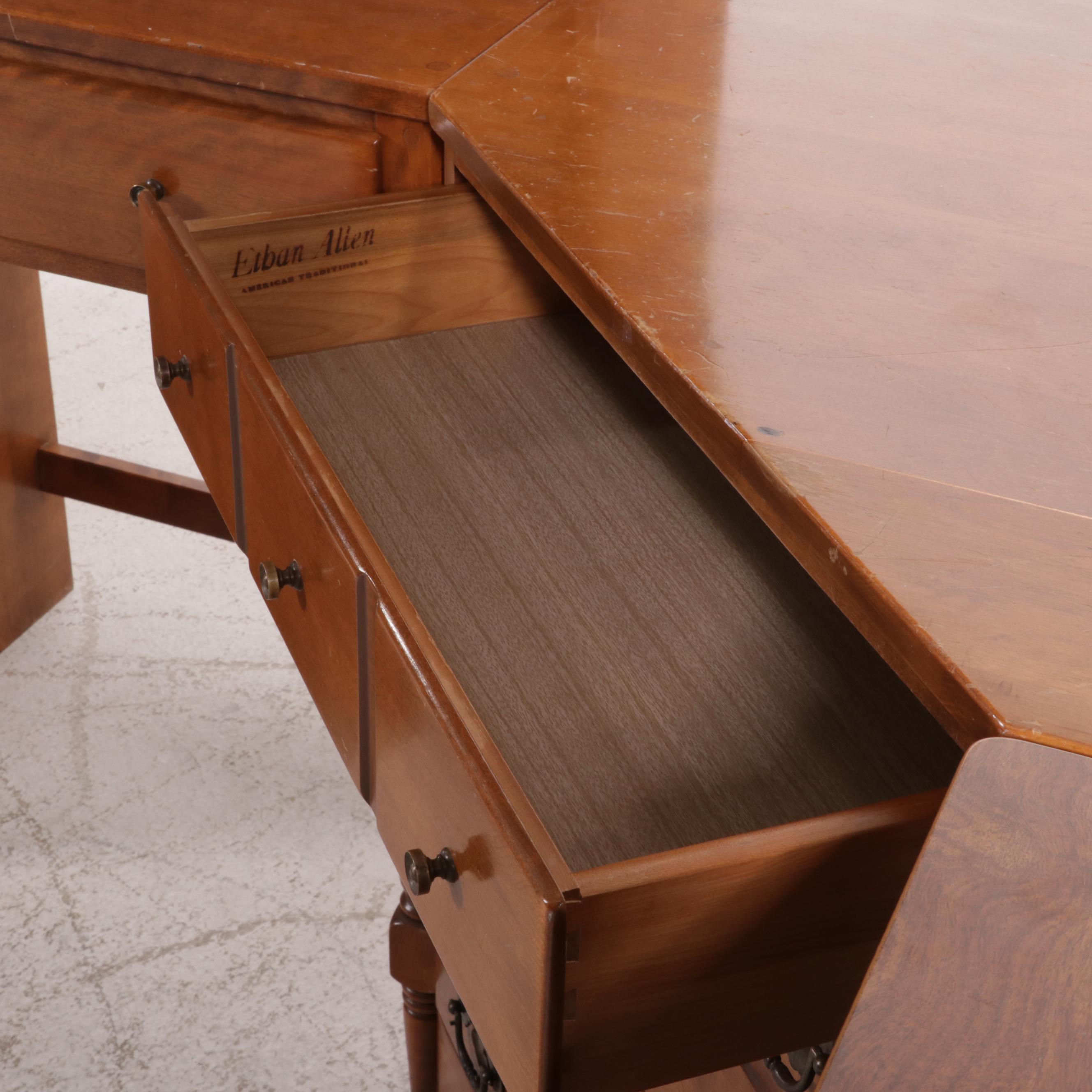 Ethan Allen Maple Desk with Hutch, Chest and Corner Shelf, Late 20th Century