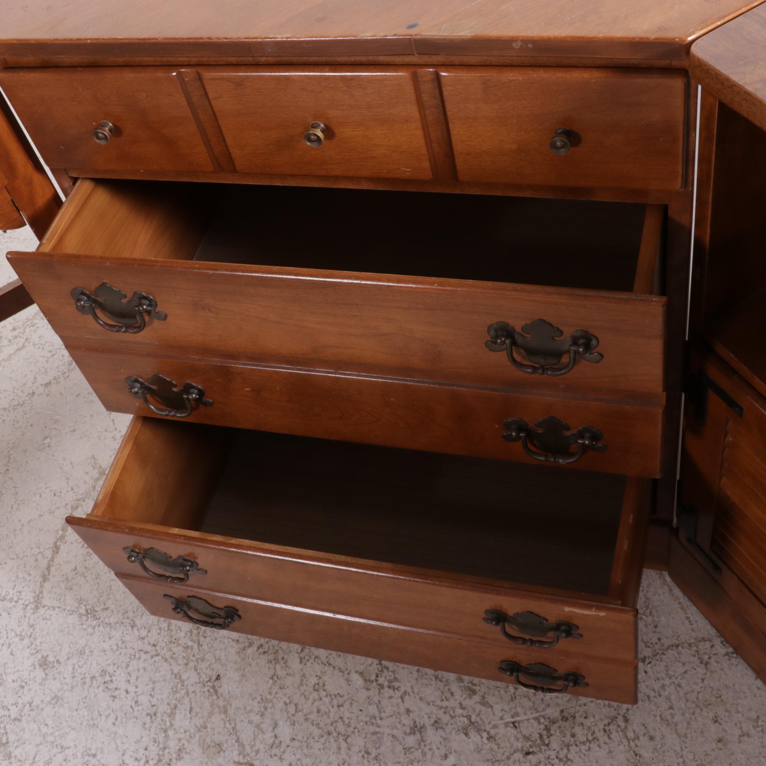 Ethan Allen Maple Desk with Hutch, Chest and Corner Shelf, Late 20th Century