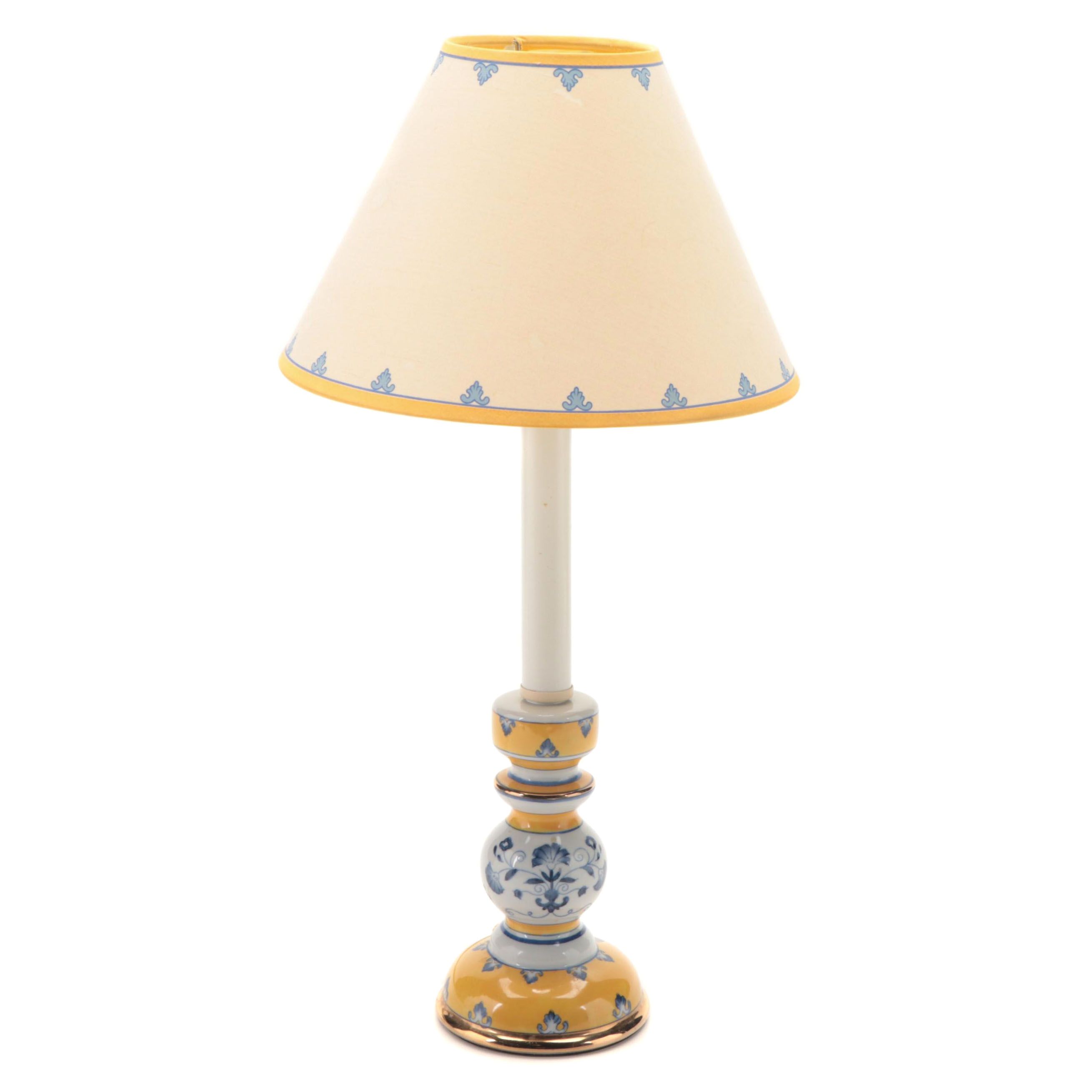 French Provençal Style Blue and Yellow Table Lamp | EBTH