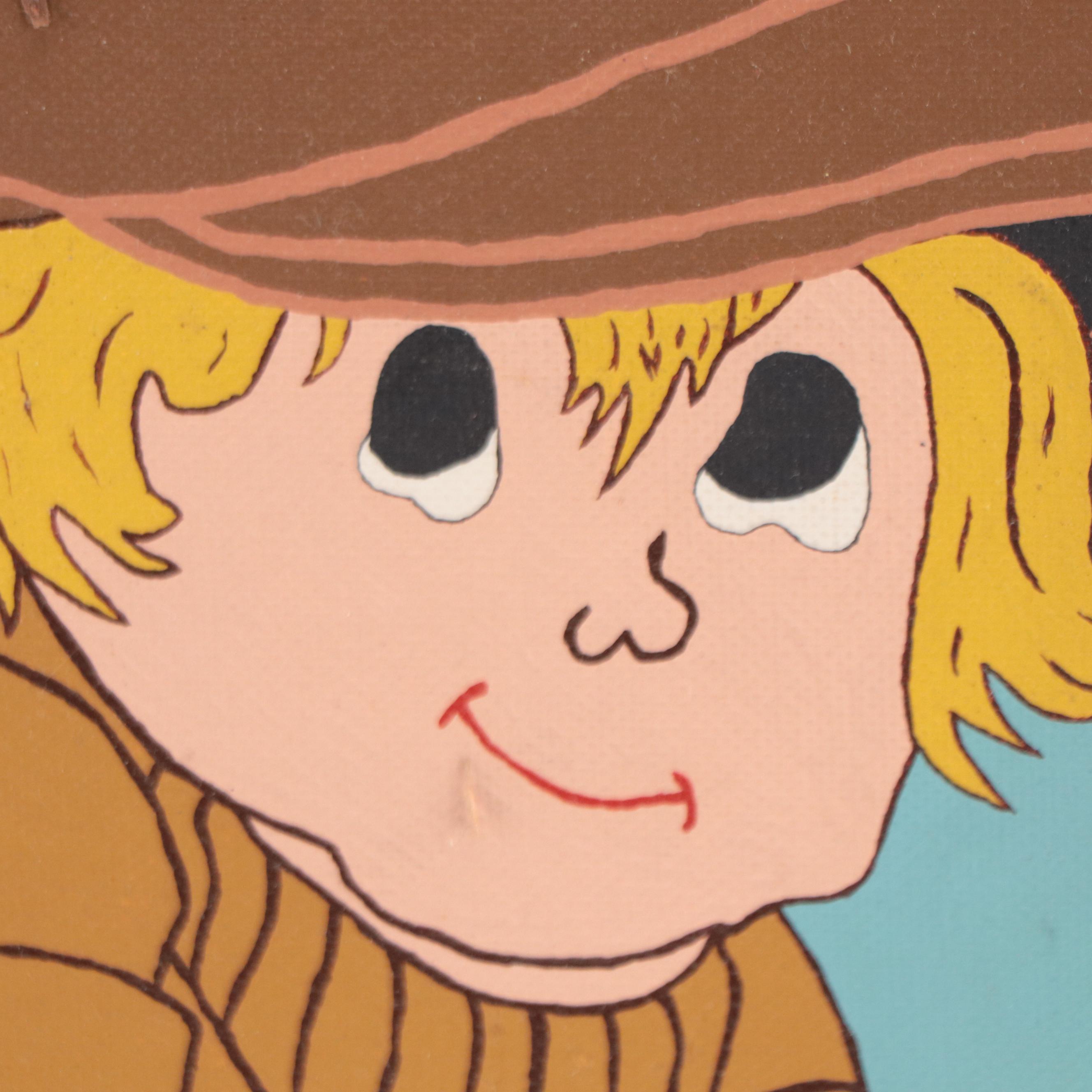 Acrylic Painting of Cartoon-Style Children