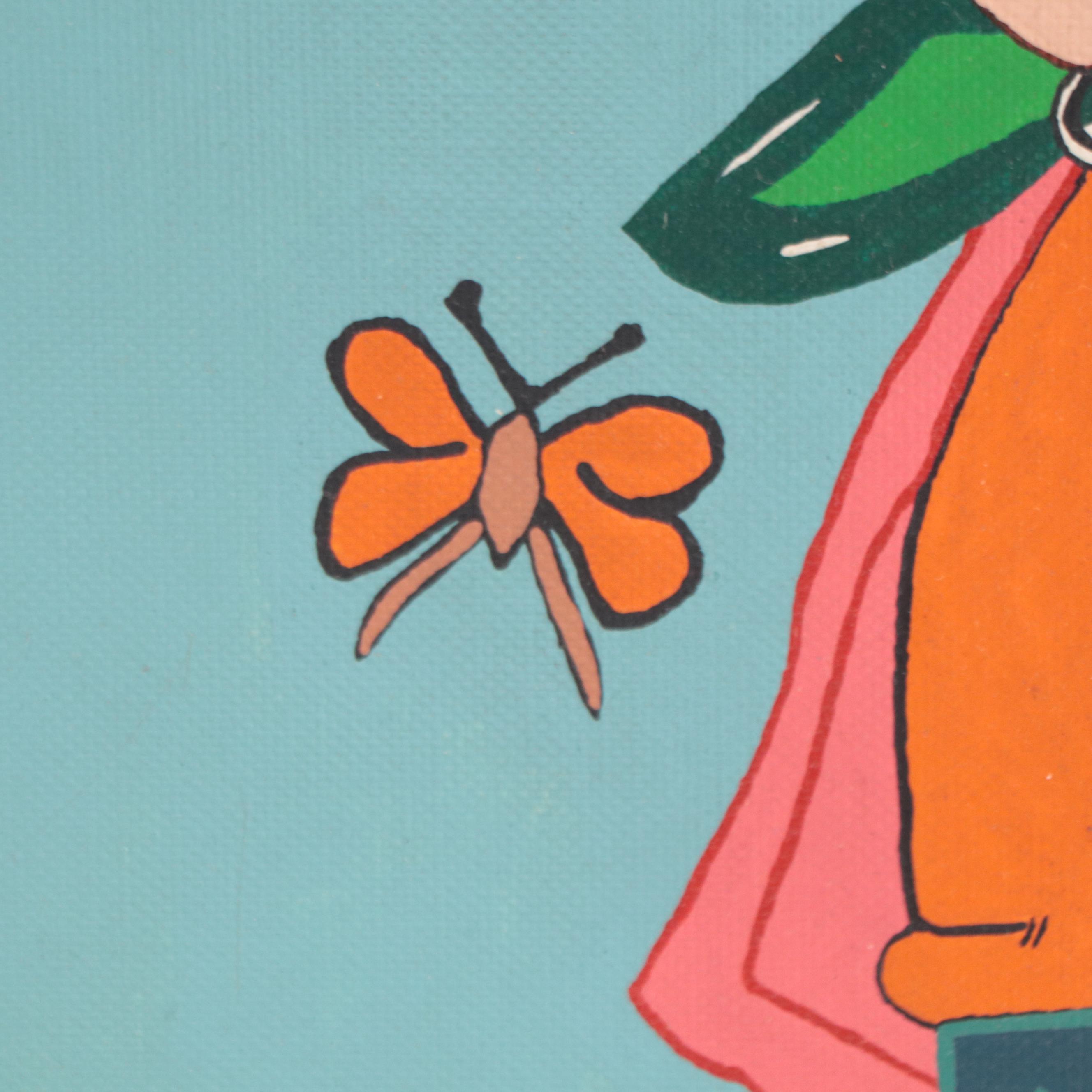 Acrylic Painting of Cartoon-Style Children