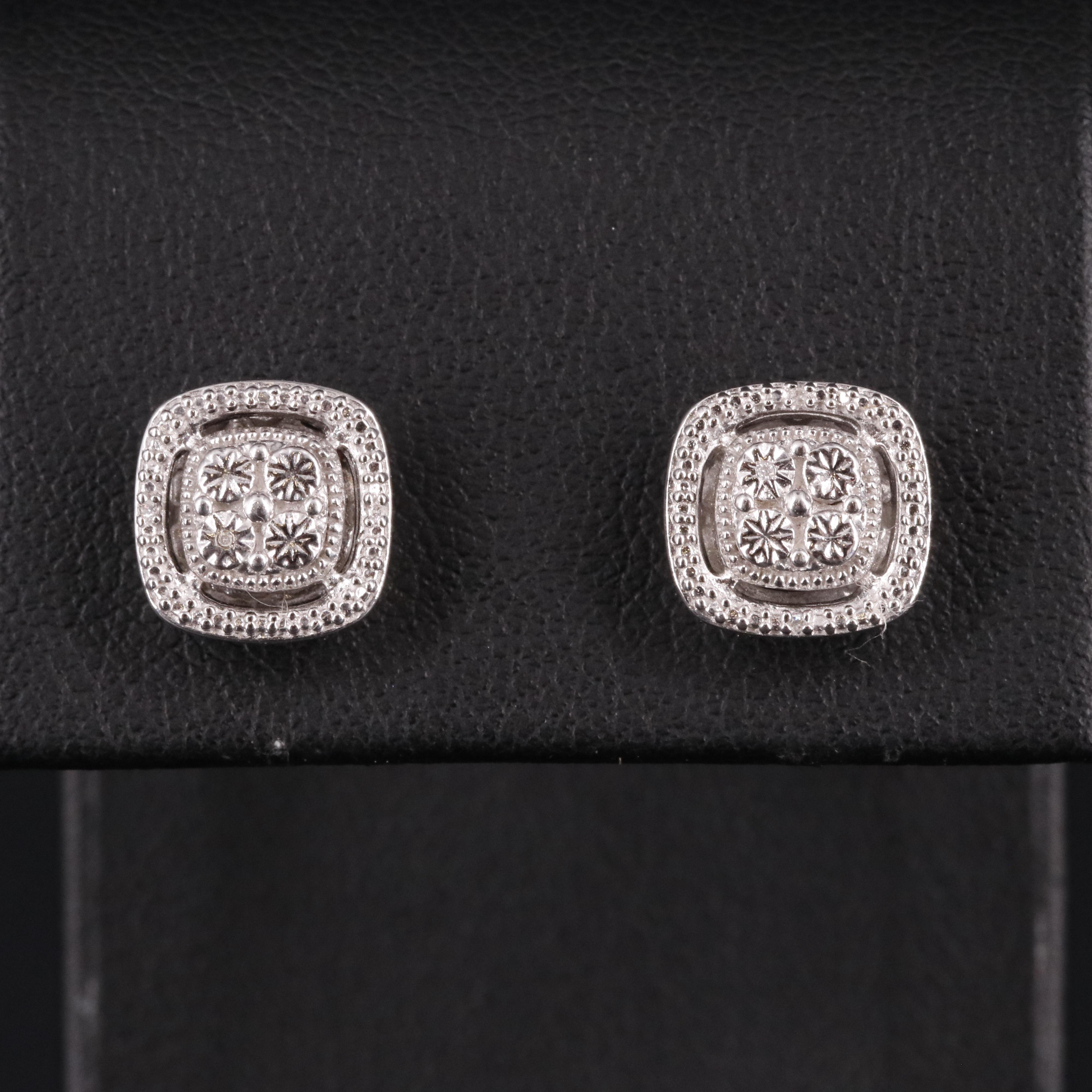 Sterling 0.01 CTW Diamond Stud Earrings