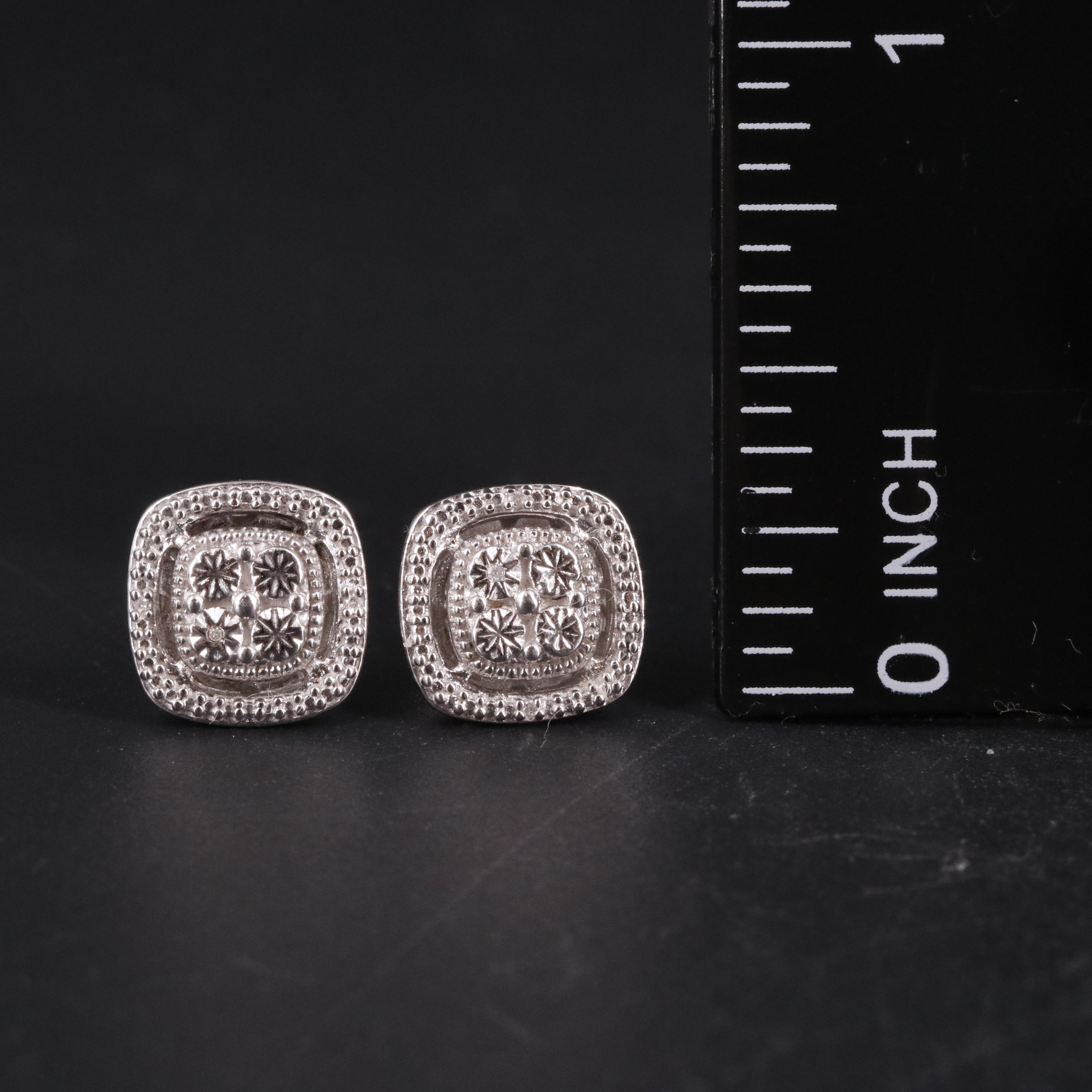 Sterling 0.01 CTW Diamond Stud Earrings