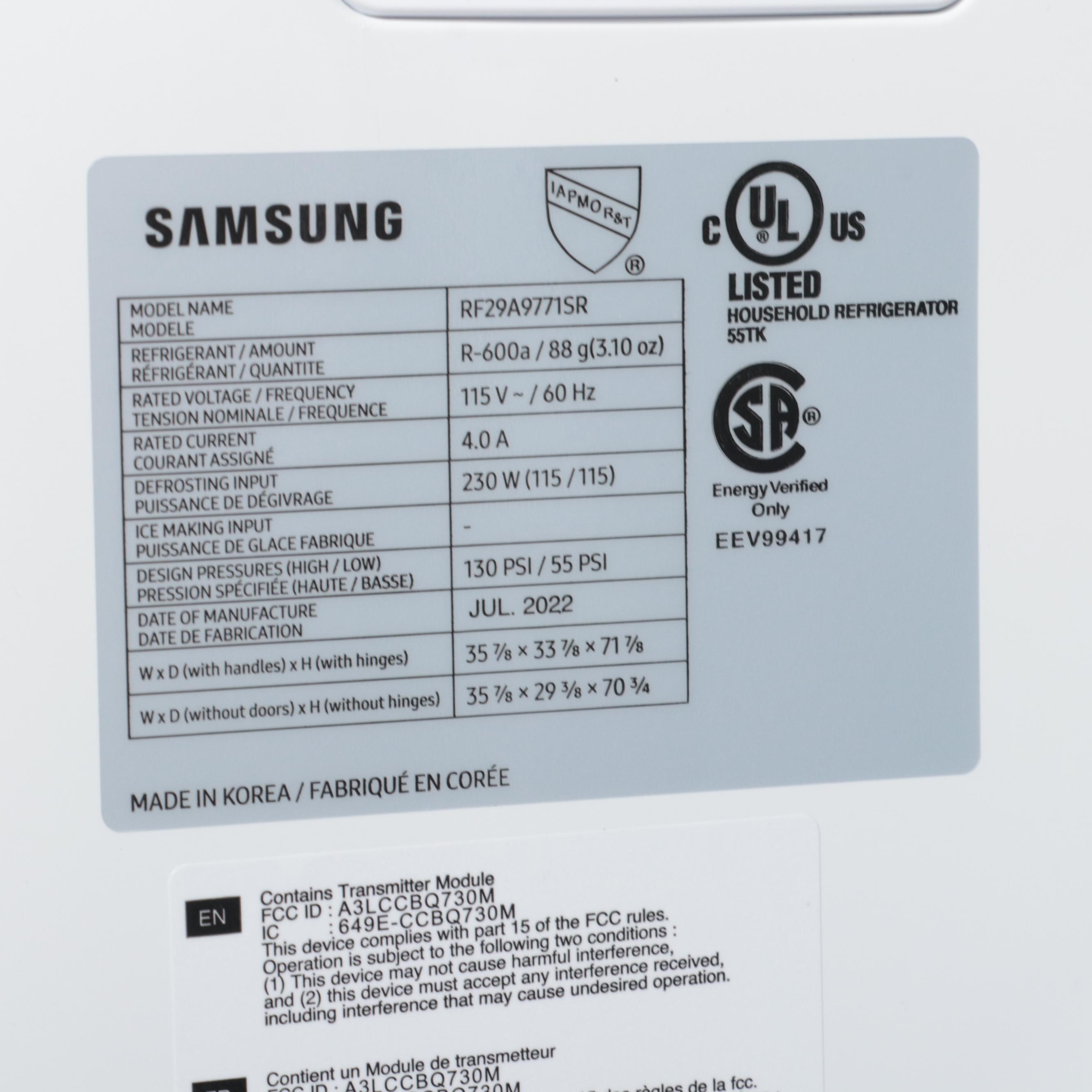 Samsung 29 Cu. Ft. Stainless Steel Smart Four-Door Flex Refrigerator