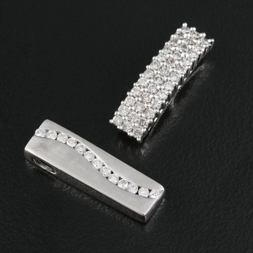 14K and 18K Diamond Bar Pendants