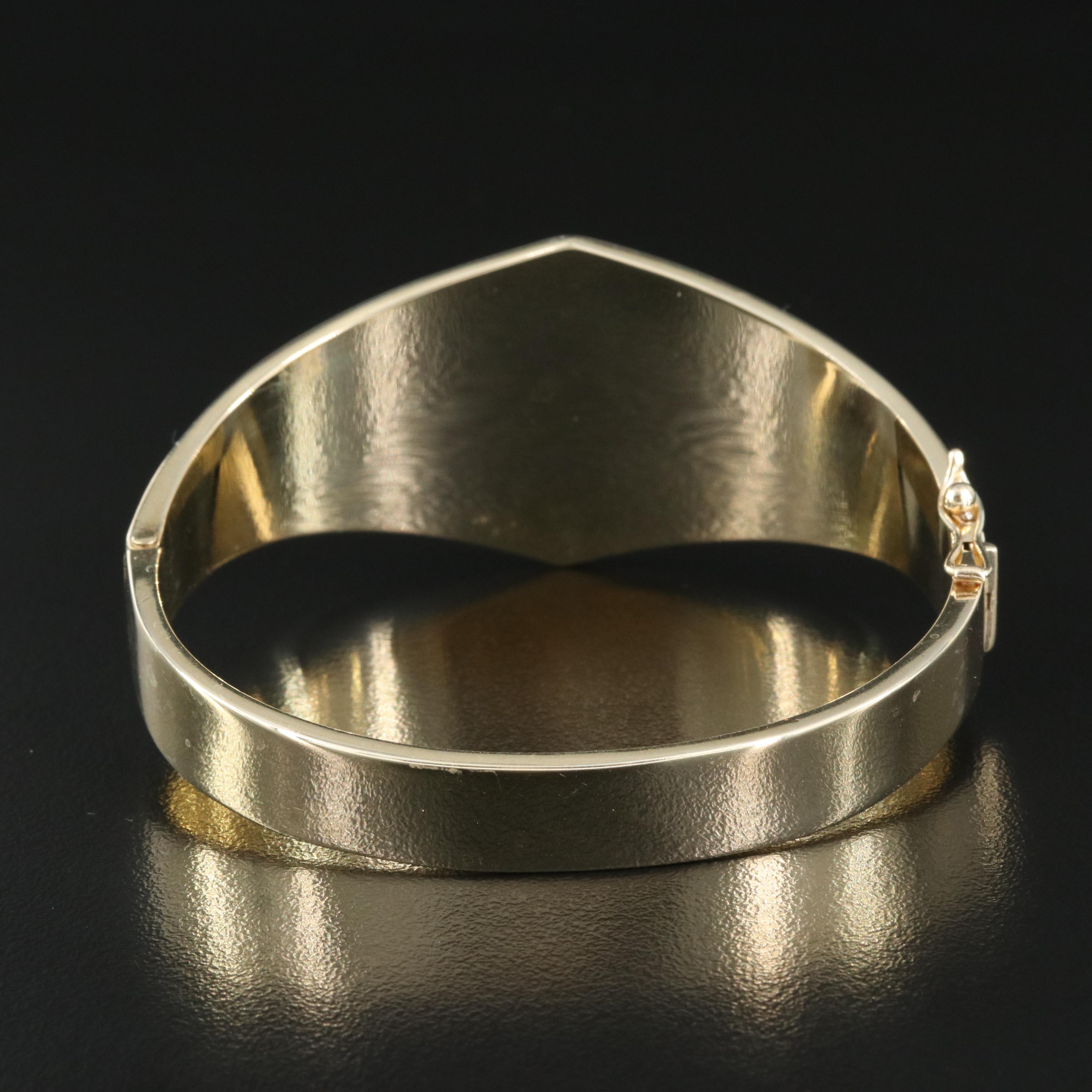 14K Enameled Floral Hinged Bracelet