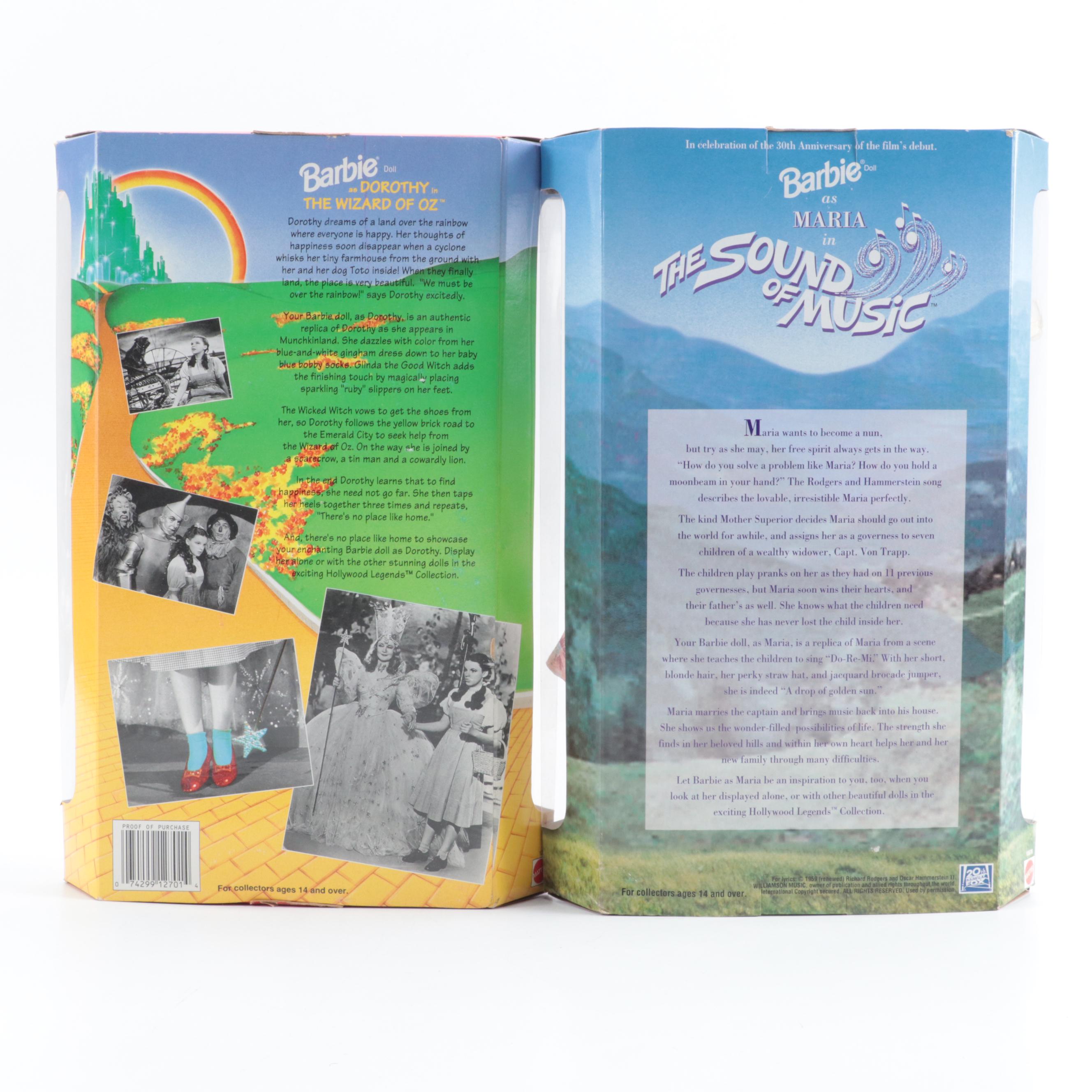 Mattel Barbie Dolls Inclusing Special Edition The Sound of Music, Wizard of Oz