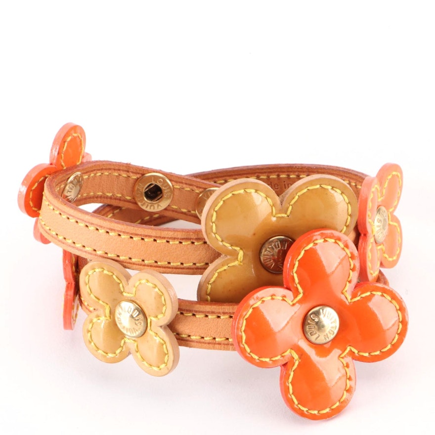 Louis Vuitton Floral Wrap Bracelet in Monogram Vernis and Leather