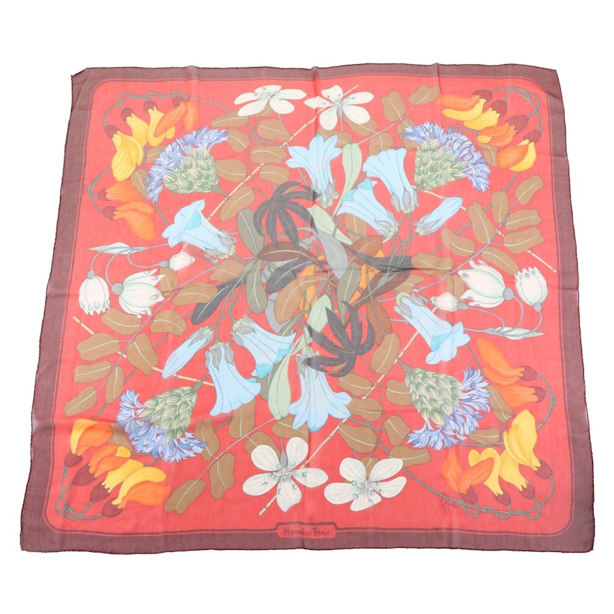 Hermès "Flora Graeca" Scarf 90 in Silk Chiffon