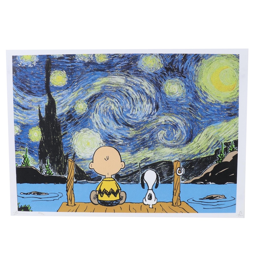 Death NYC Pop Art Graphic Print Homage to Van Gogh and Peanuts, 2022