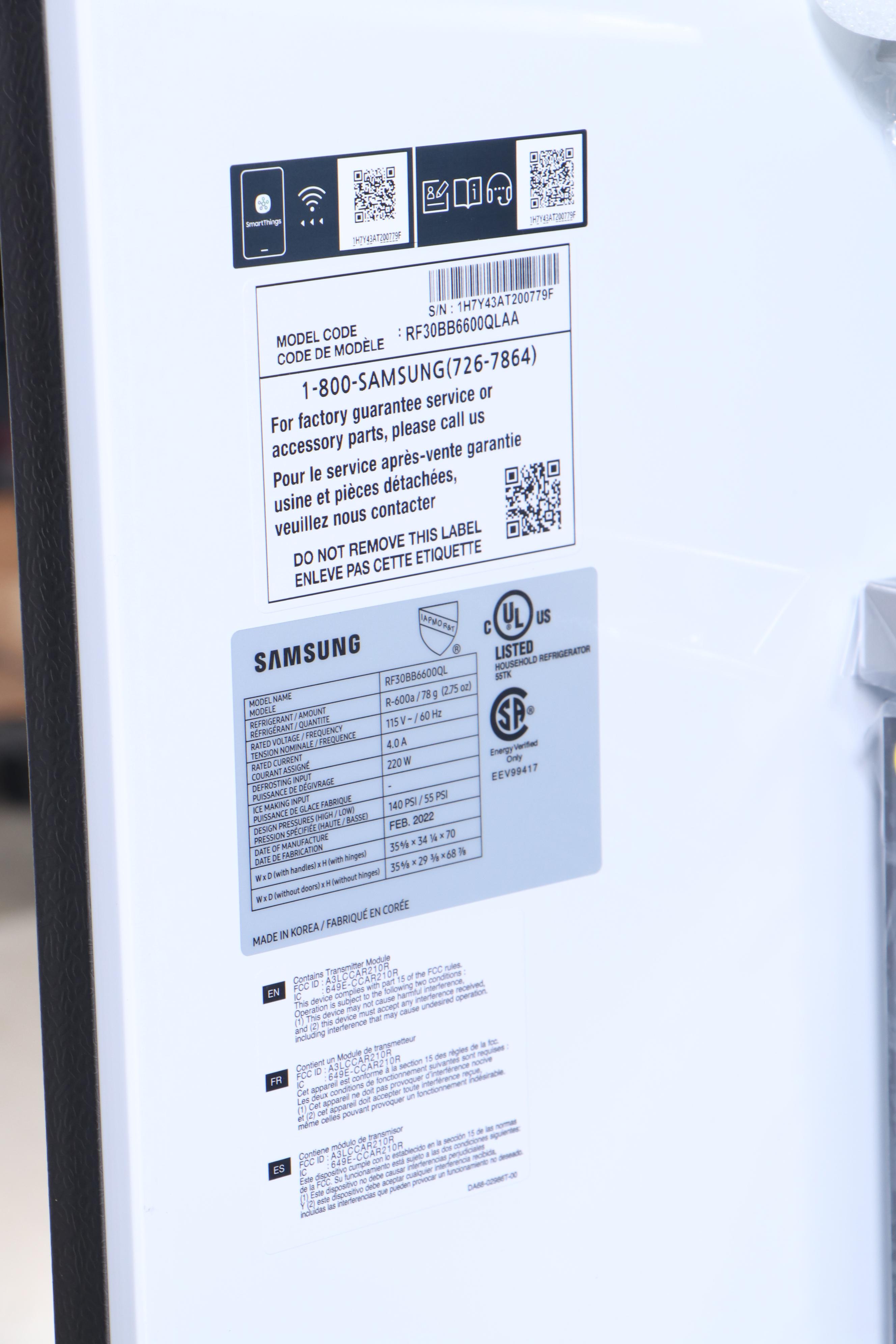 Samsung 30 Cu. Ft. Stainless Steel Bespoke Three-Door French Door Refrigerator