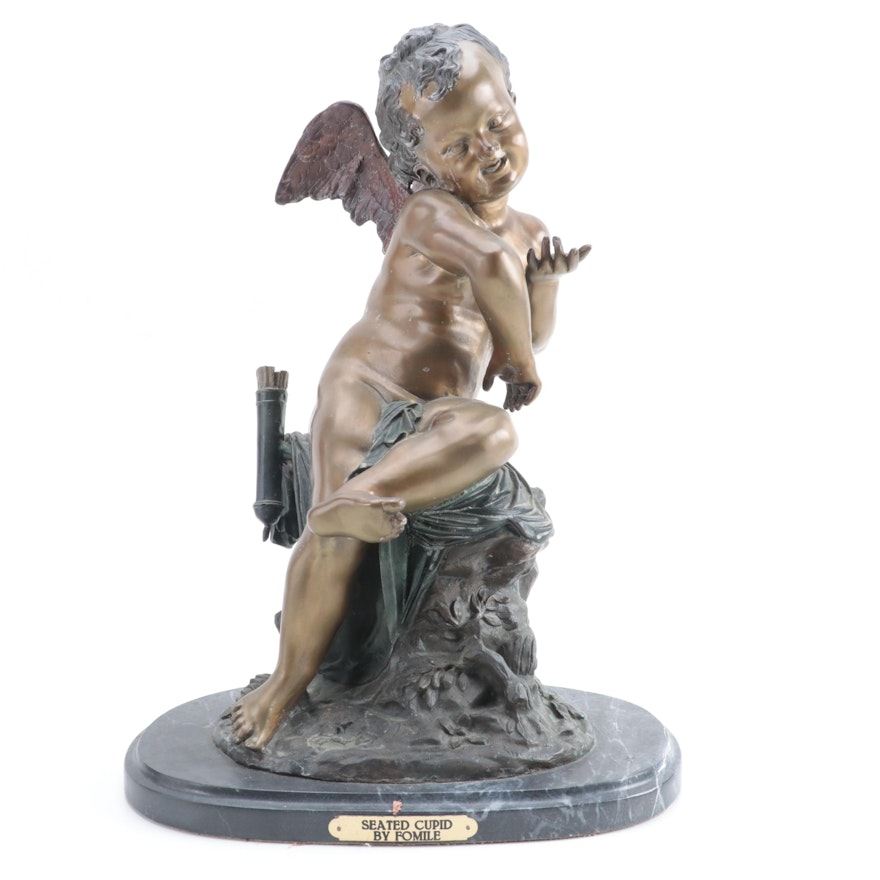 Bronze Sculpture "Seated Cupid"