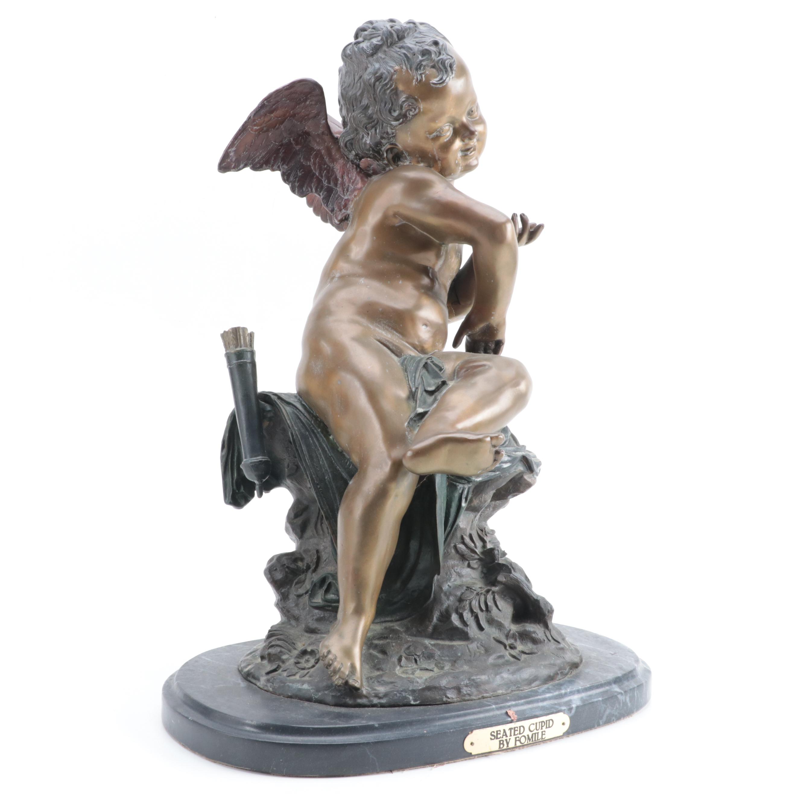 Bronze Sculpture "Seated Cupid"