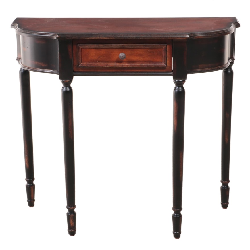 Sheraton Style Mahogany-Stained Single-Drawer Console Table