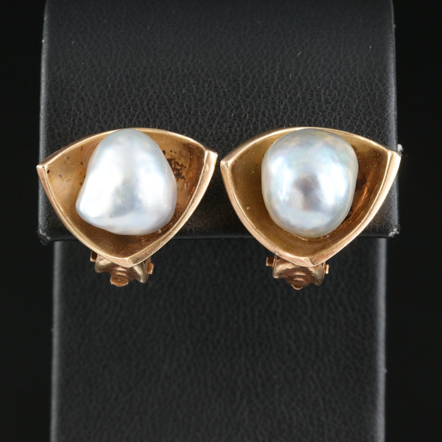 14K Baroque Pearl Stud Earrings